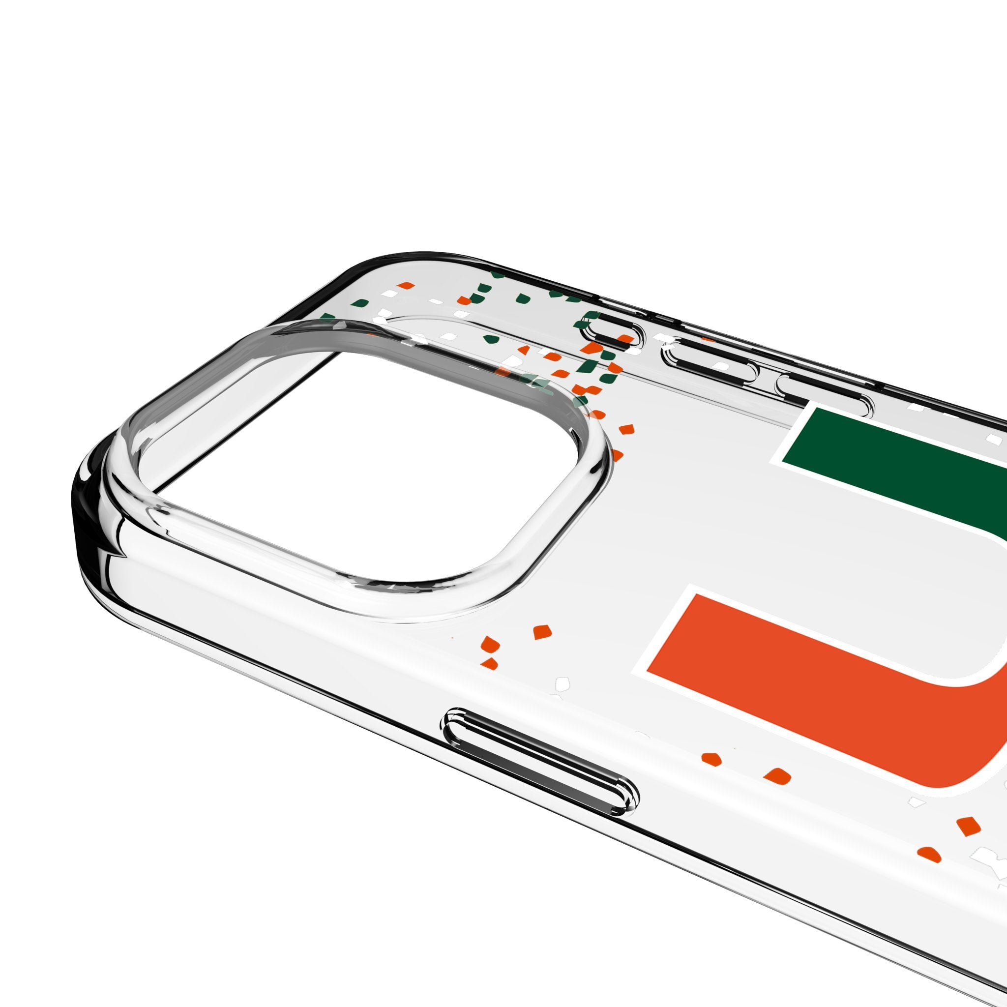 University of Miami Hurricanes Confetti Clear Phone Case for Apple iPhone 3
