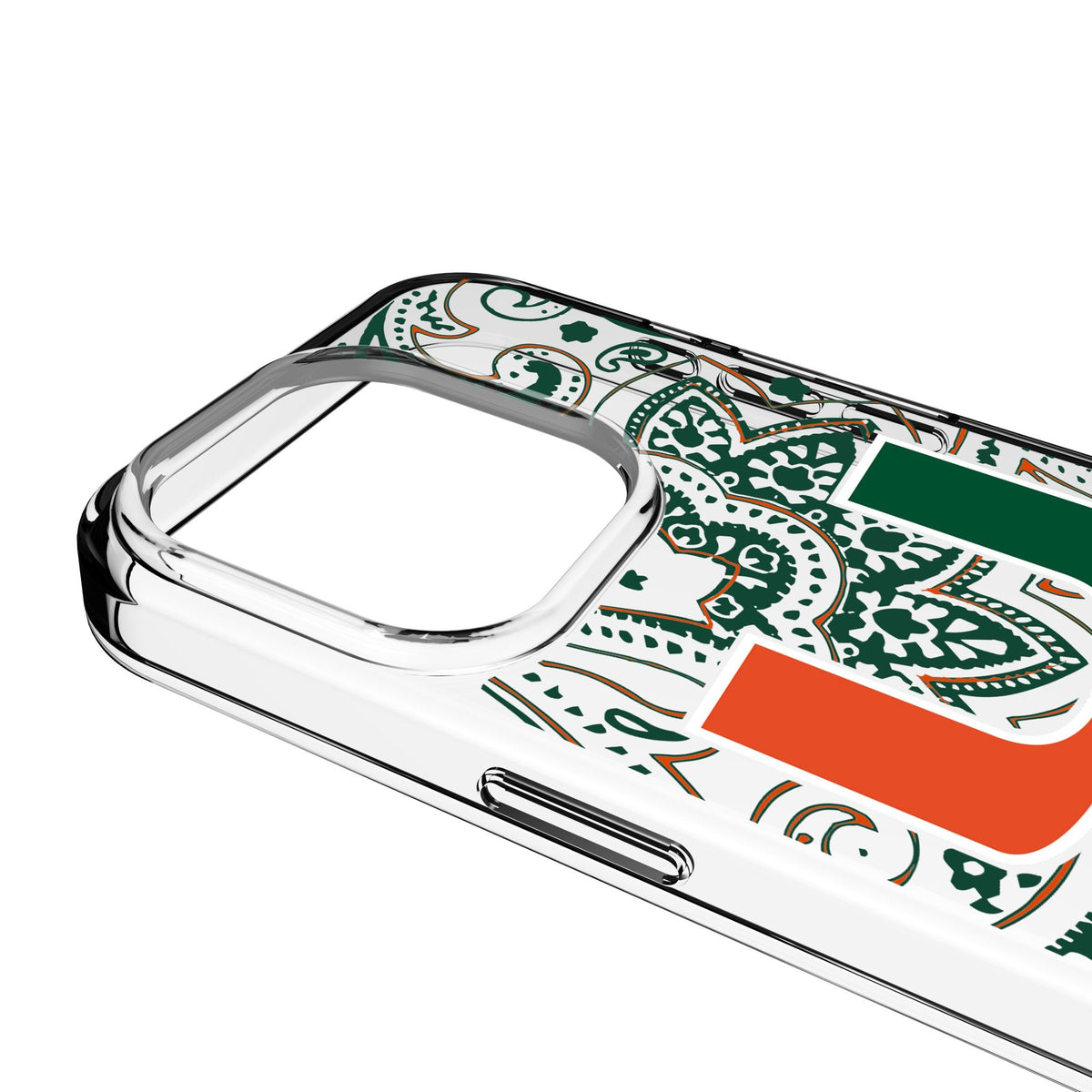 University of Miami Hurricanes Paisley Clear Phone Case for Apple iPhone 3