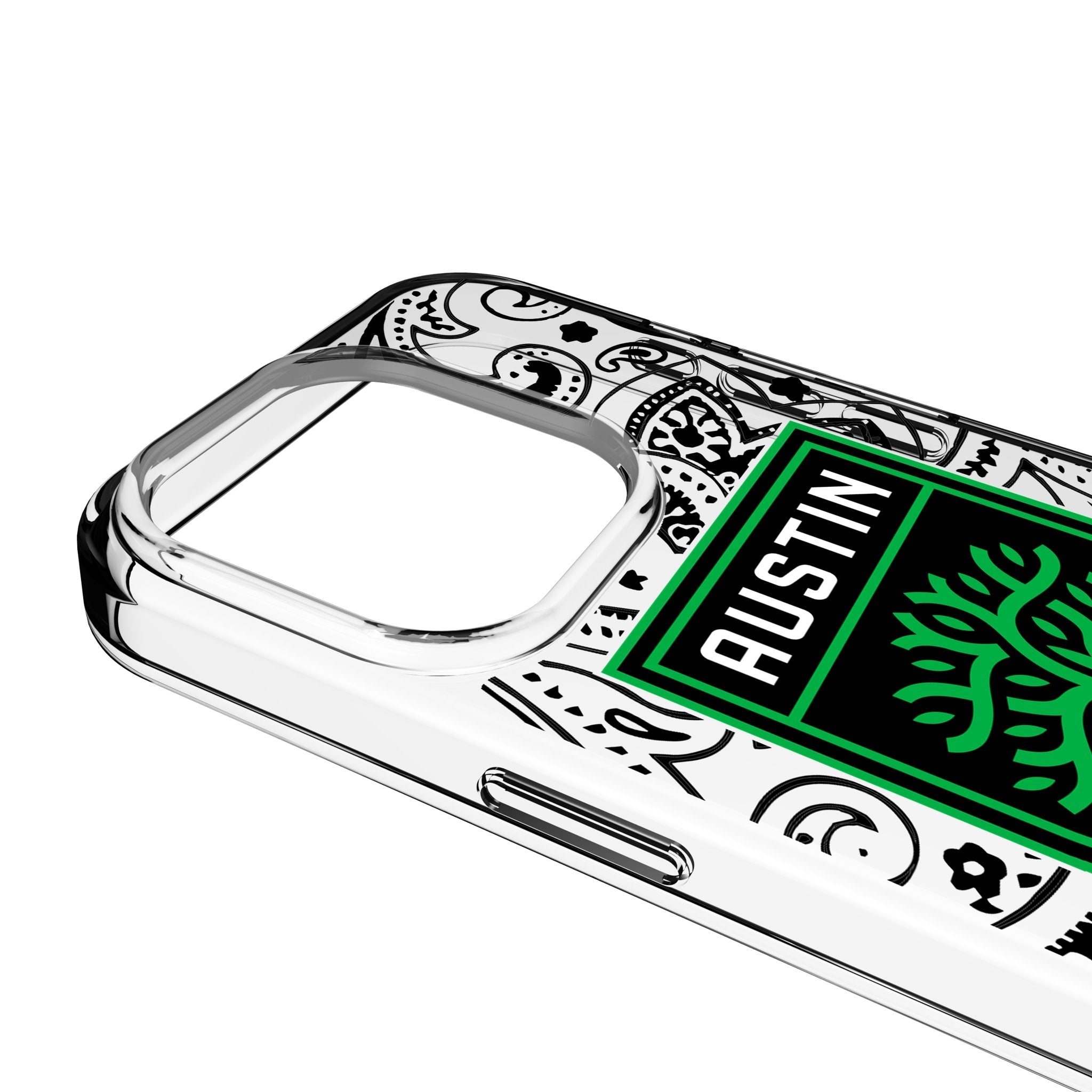 Austin FC Paisley Clear Phone Case for Apple iPhone 3