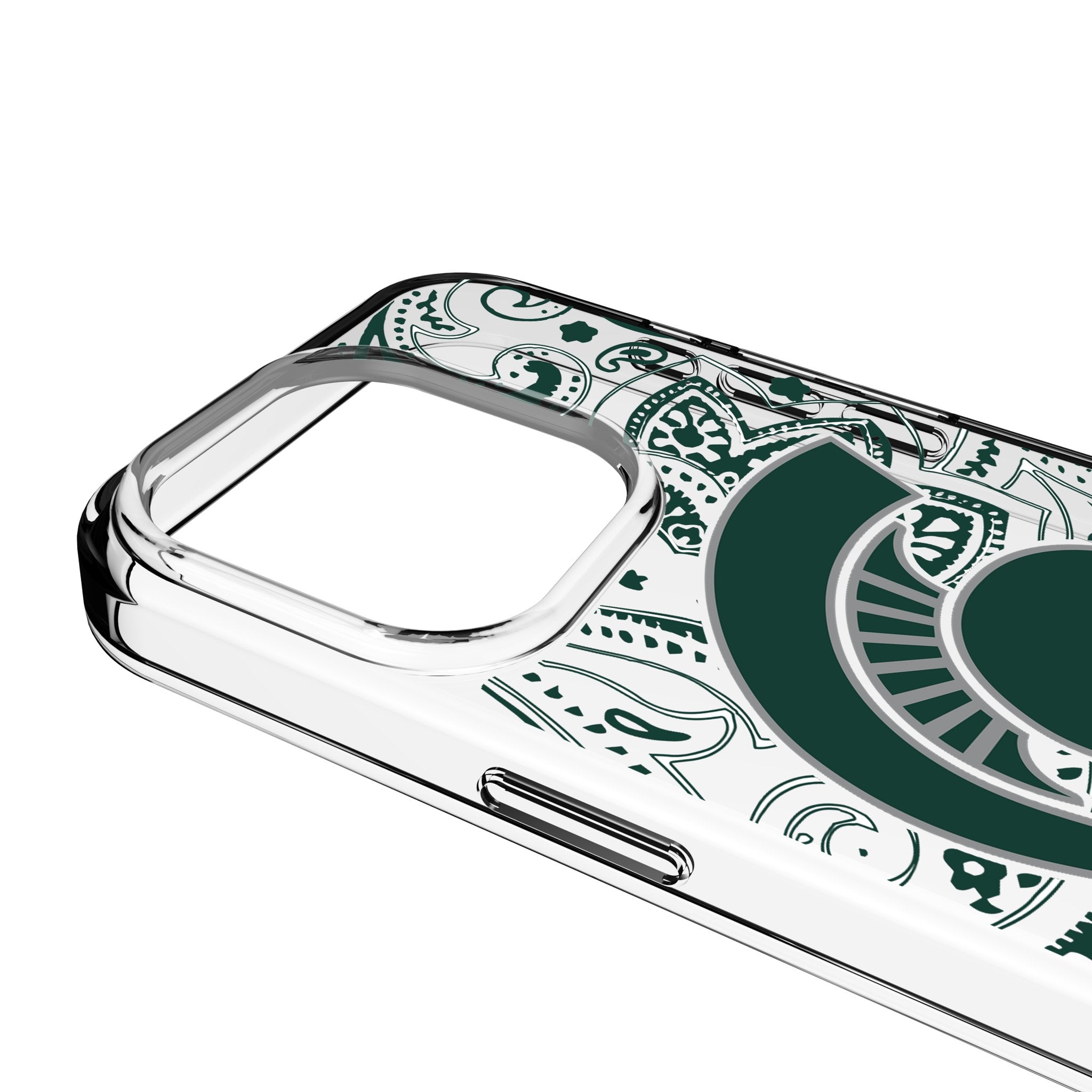 Michigan State University Spartans Paisley Clear Phone Case for Apple iPhone 3