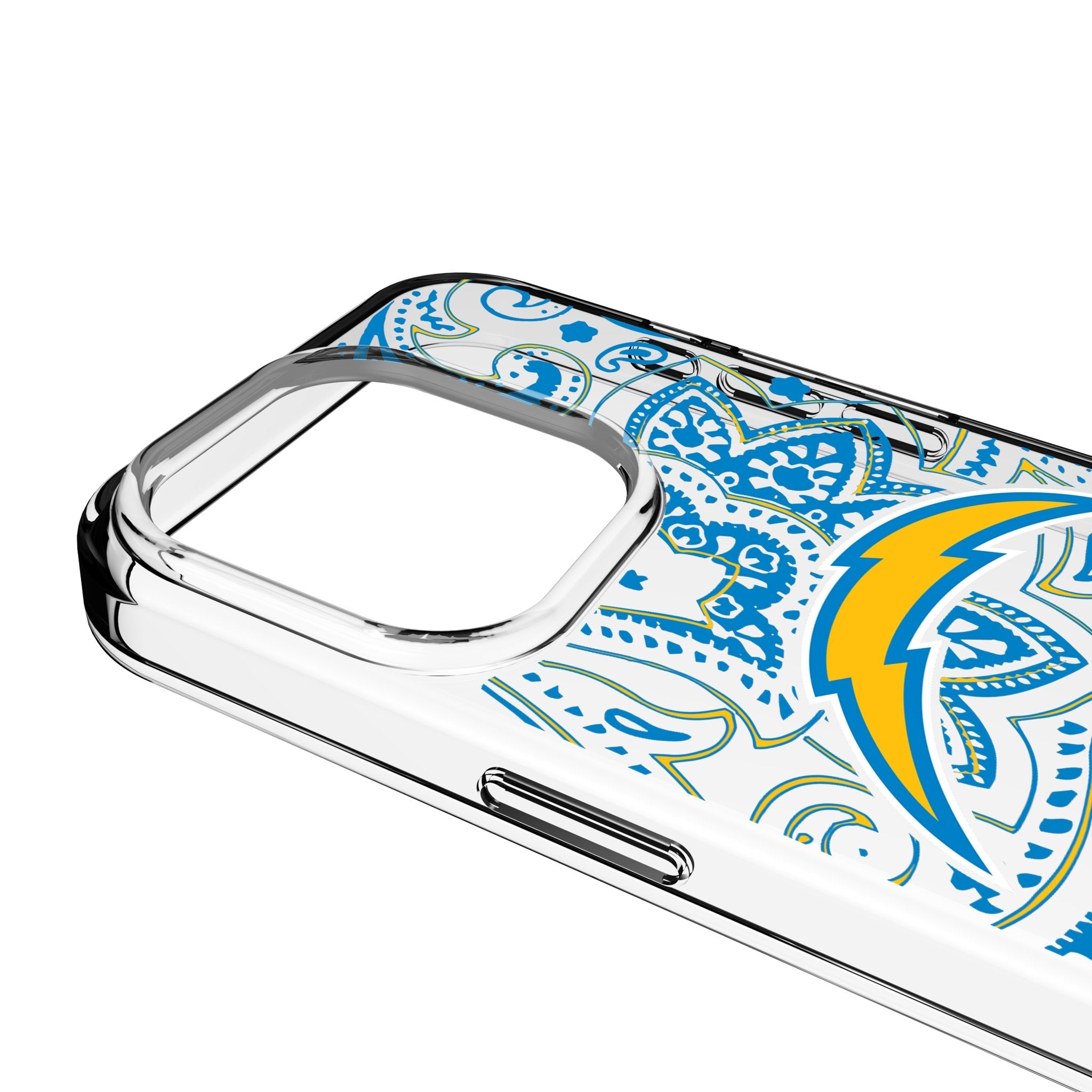 Los Angeles Chargers Paisley Clear Phone Case for Apple iPhone 3