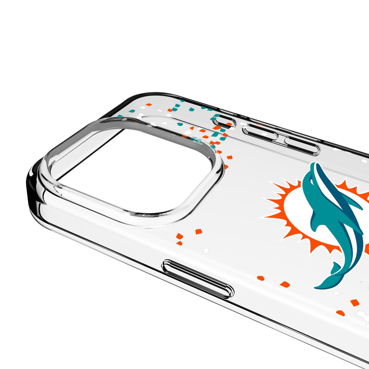Miami Dolphins Confetti Clear Phone Case for Apple iPhone 3