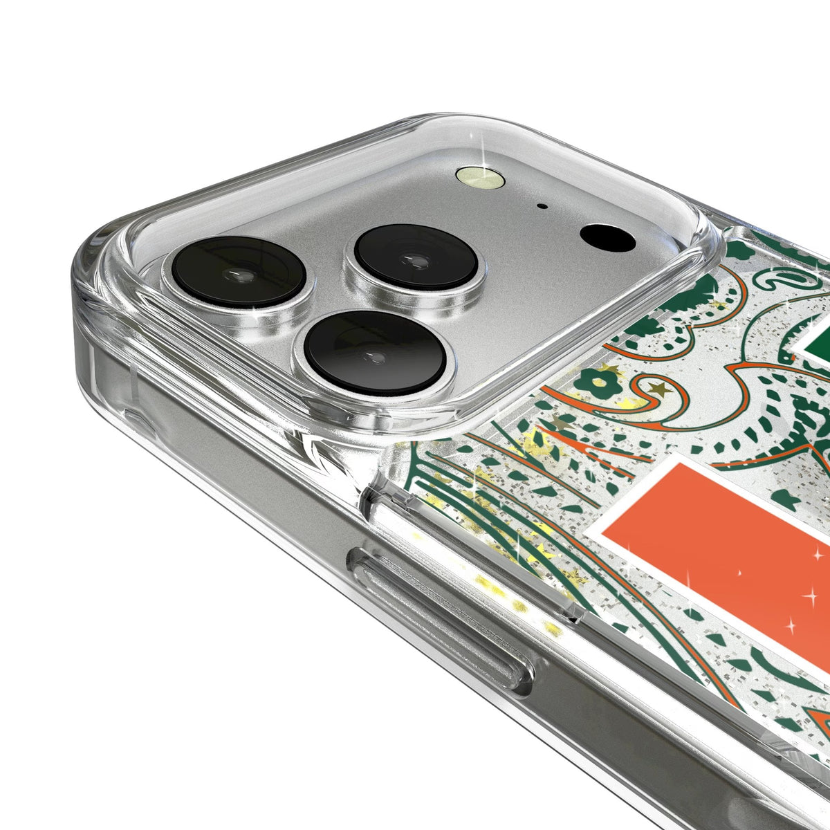 University of Miami Hurricanes Paisley Glitter Phone Case for Apple iPhone 17 Series 3