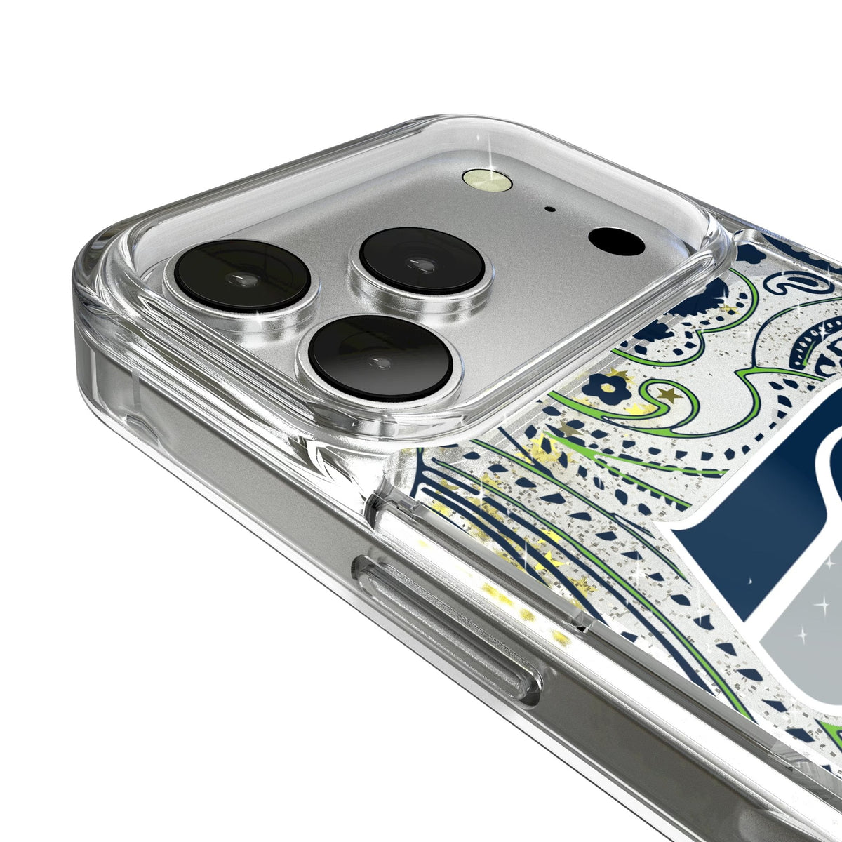 Seattle Seahawks Paisley Glitter Phone Case for Apple iPhone 17 Series 3