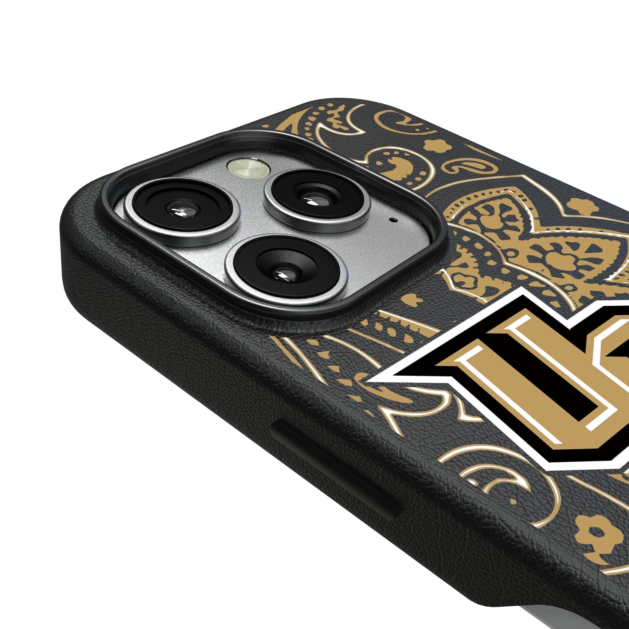 University of Central Florida Golden Knights Paisley MagSafe Compatible Phone Case for Apple iPhone 3