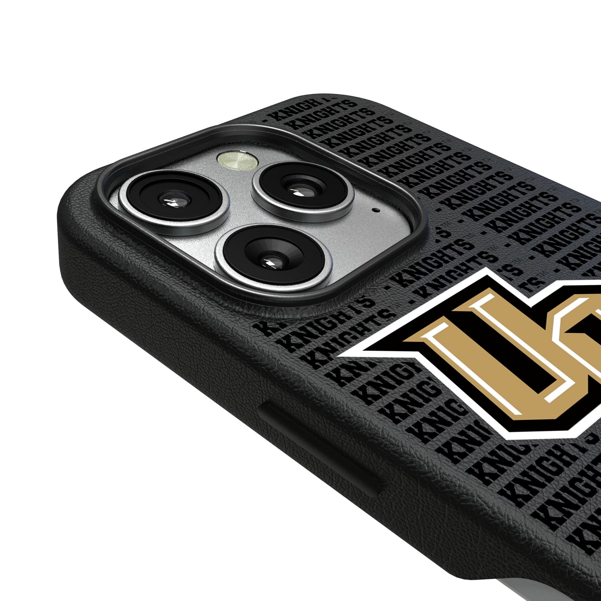 University of Central Florida Golden Knights Text Backdrop MagSafe Compatible Phone Case for Apple iPhone 3