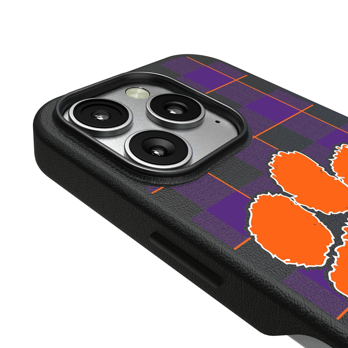 Clemson University Tigers Plaid MagSafe Compatible Phone Case for Apple iPhone 3