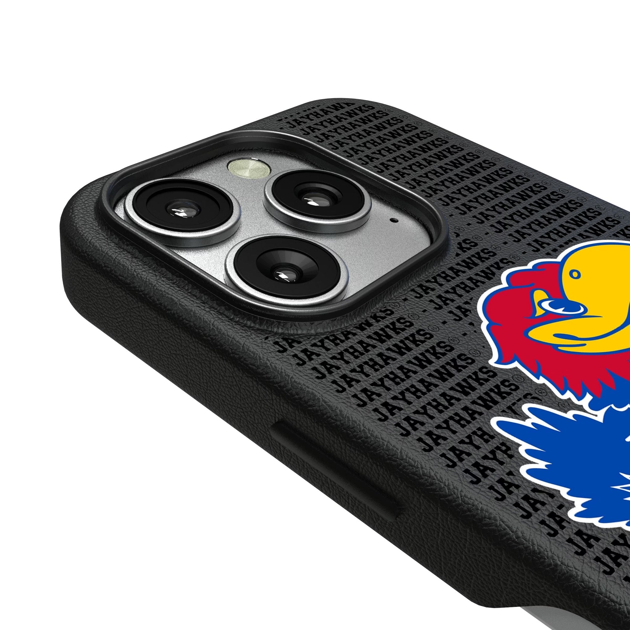 University of Kansas Jayhawks Text Backdrop MagSafe Compatible Phone Case for Apple iPhone 3