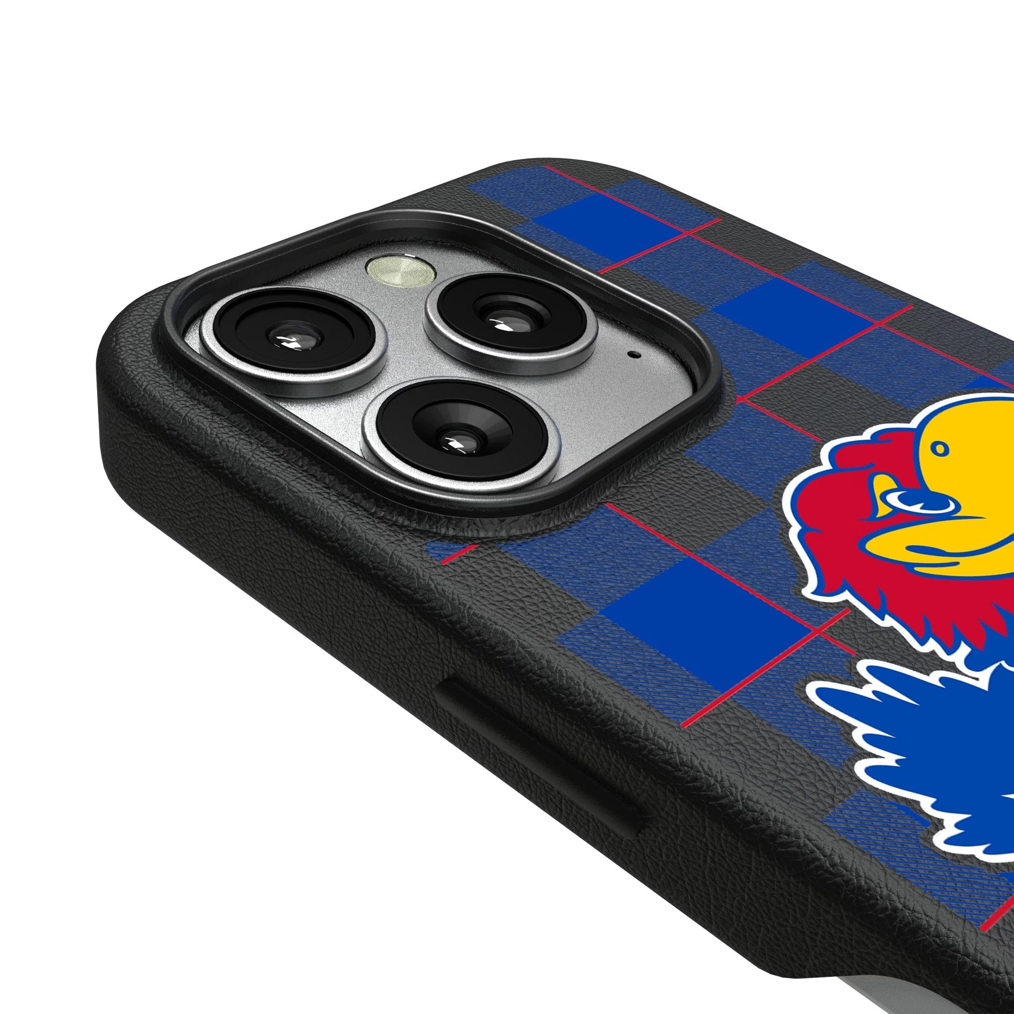 University of Kansas Jayhawks Plaid MagSafe Compatible Phone Case for Apple iPhone 3