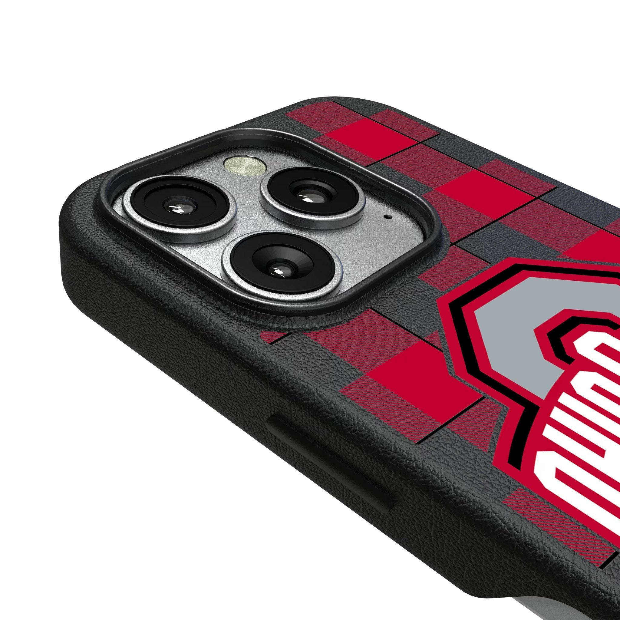 Ohio State University Buckeyes Plaid MagSafe Compatible Phone Case for Apple iPhone 3