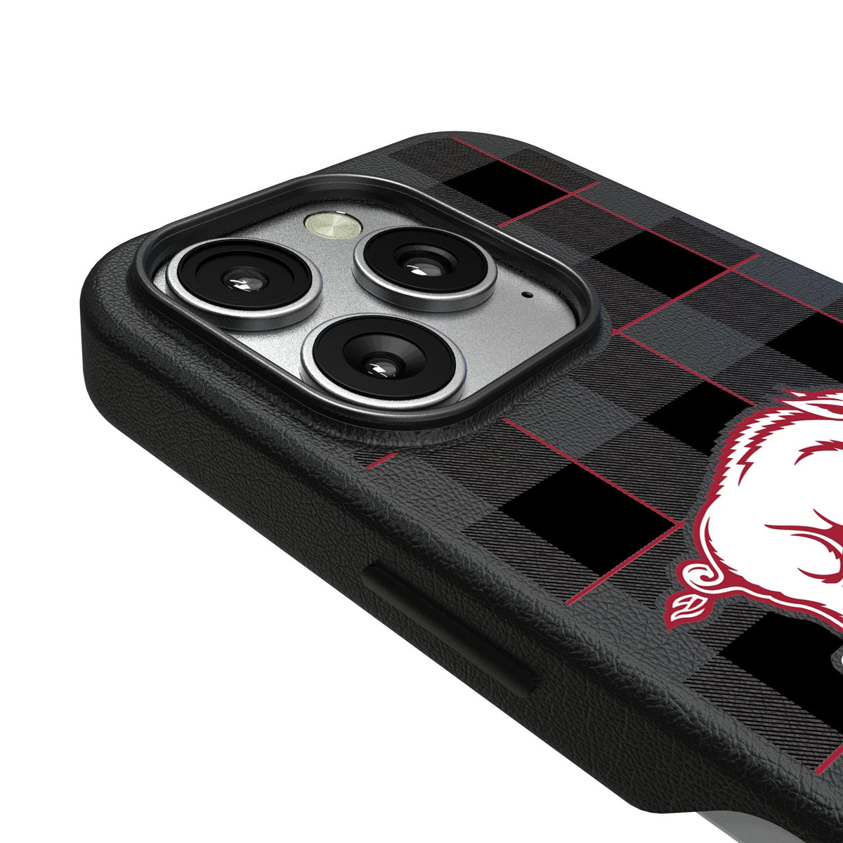 University of Arkansas Fayetteville Razorbacks Plaid MagSafe Compatible Phone Case for Apple iPhone 3