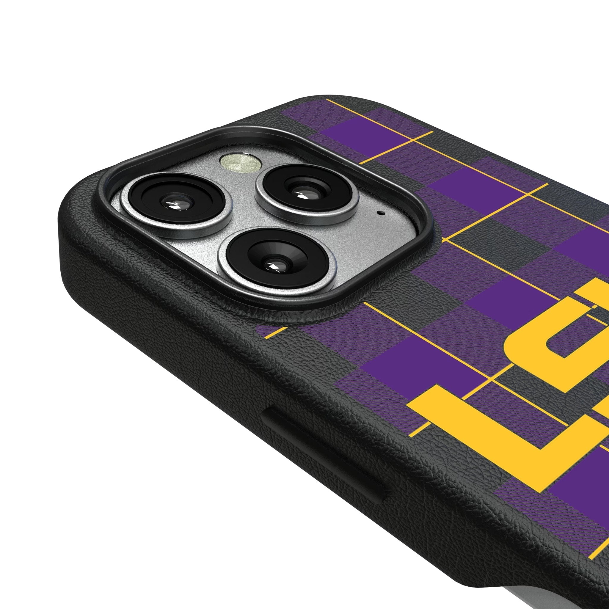Louisiana State University Tigers Plaid MagSafe Compatible Phone Case for Apple iPhone 3