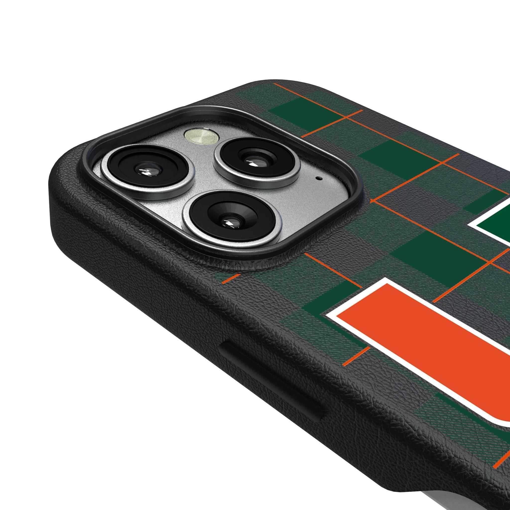 University of Miami Hurricanes Plaid MagSafe Compatible Phone Case for Apple iPhone 3