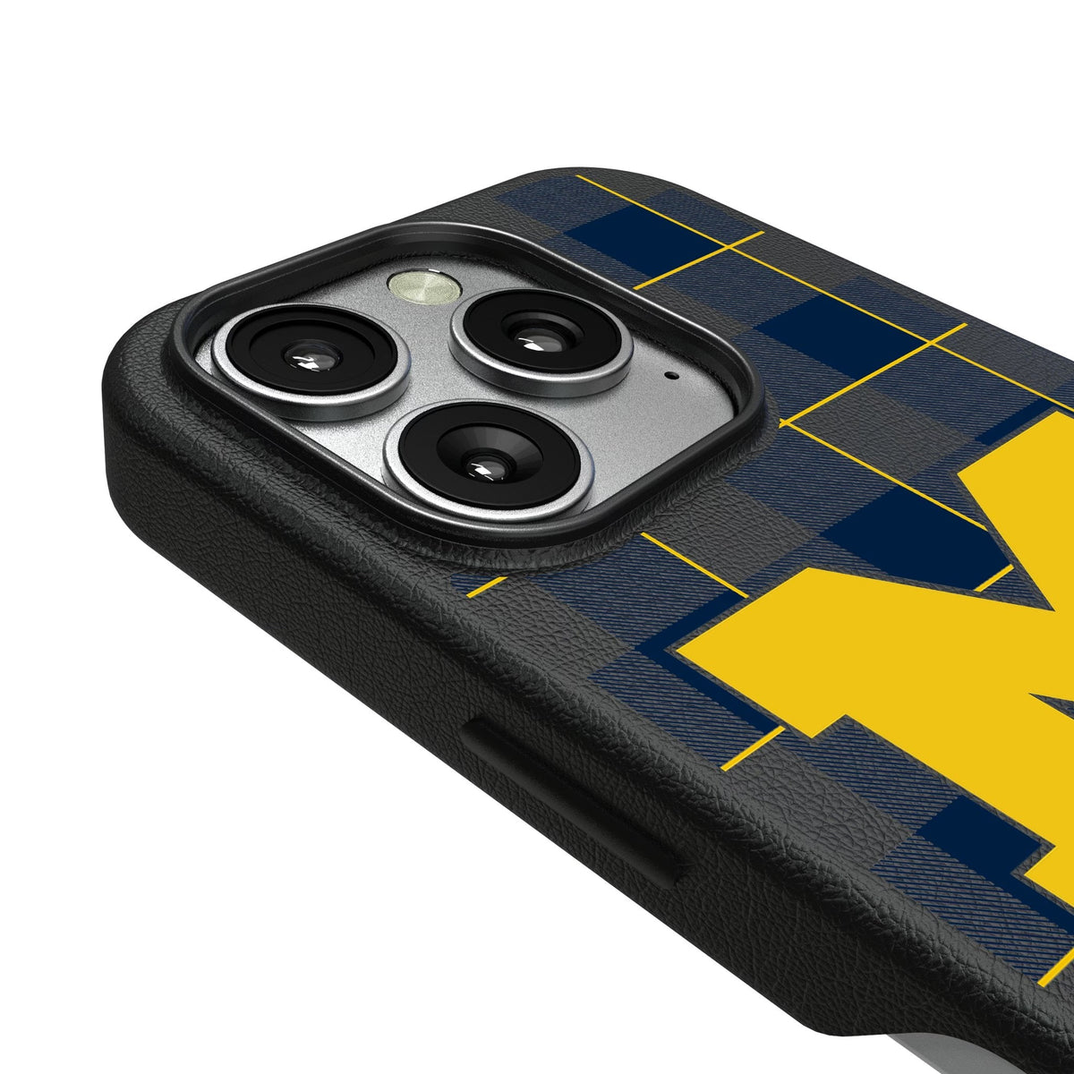 University of Michigan Wolverines Plaid MagSafe Compatible Phone Case for Apple iPhone 3