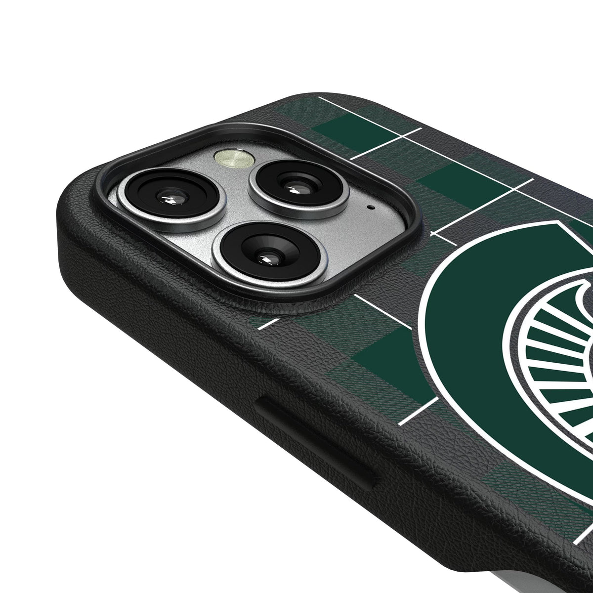 Michigan State University Spartans Plaid MagSafe Compatible Phone Case for Apple iPhone 3