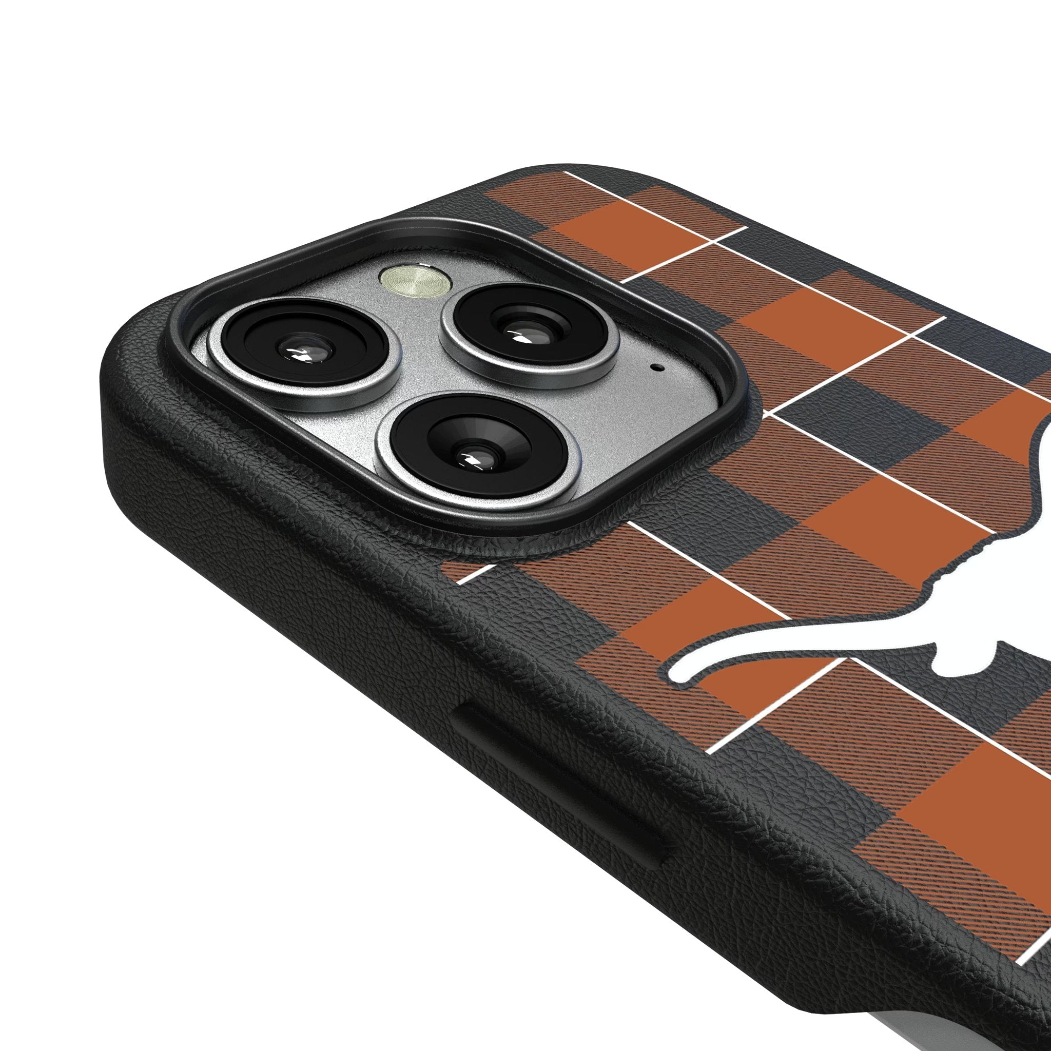 University of Texas Longhorns Plaid MagSafe Compatible Phone Case for Apple iPhone 3