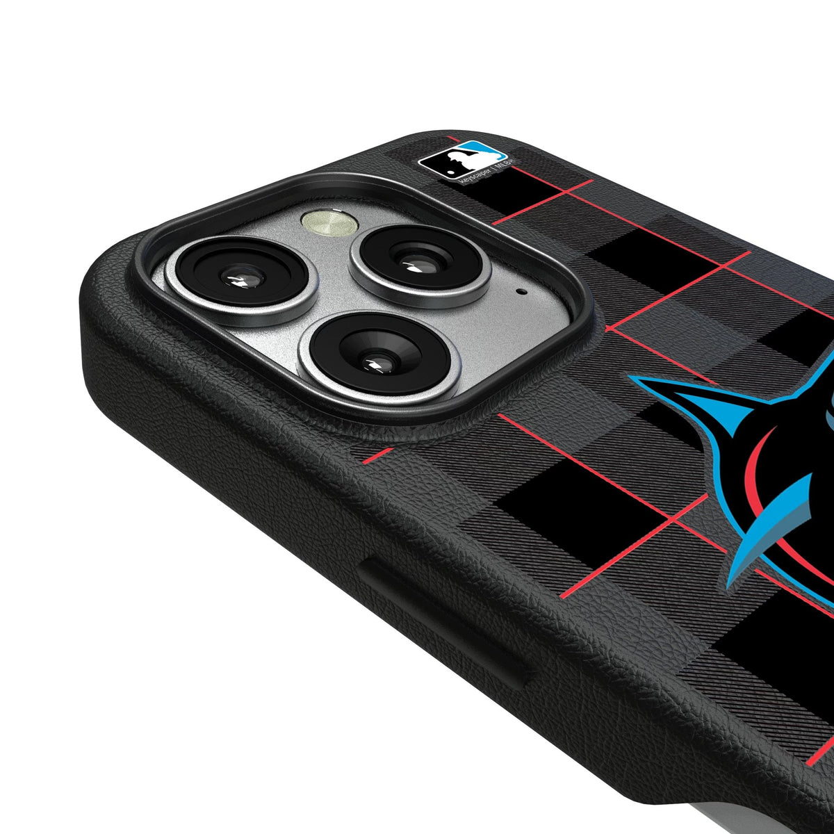 Miami Marlins Plaid MagSafe Compatible Phone Case for Apple iPhone 3