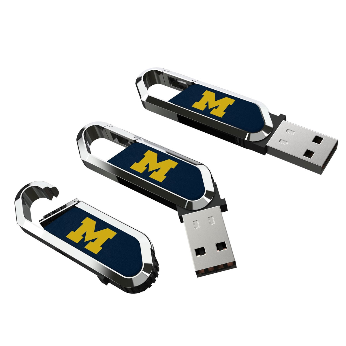 University of Michigan Wolverines Solid USB 64GB Clip Style Flash Drive 3