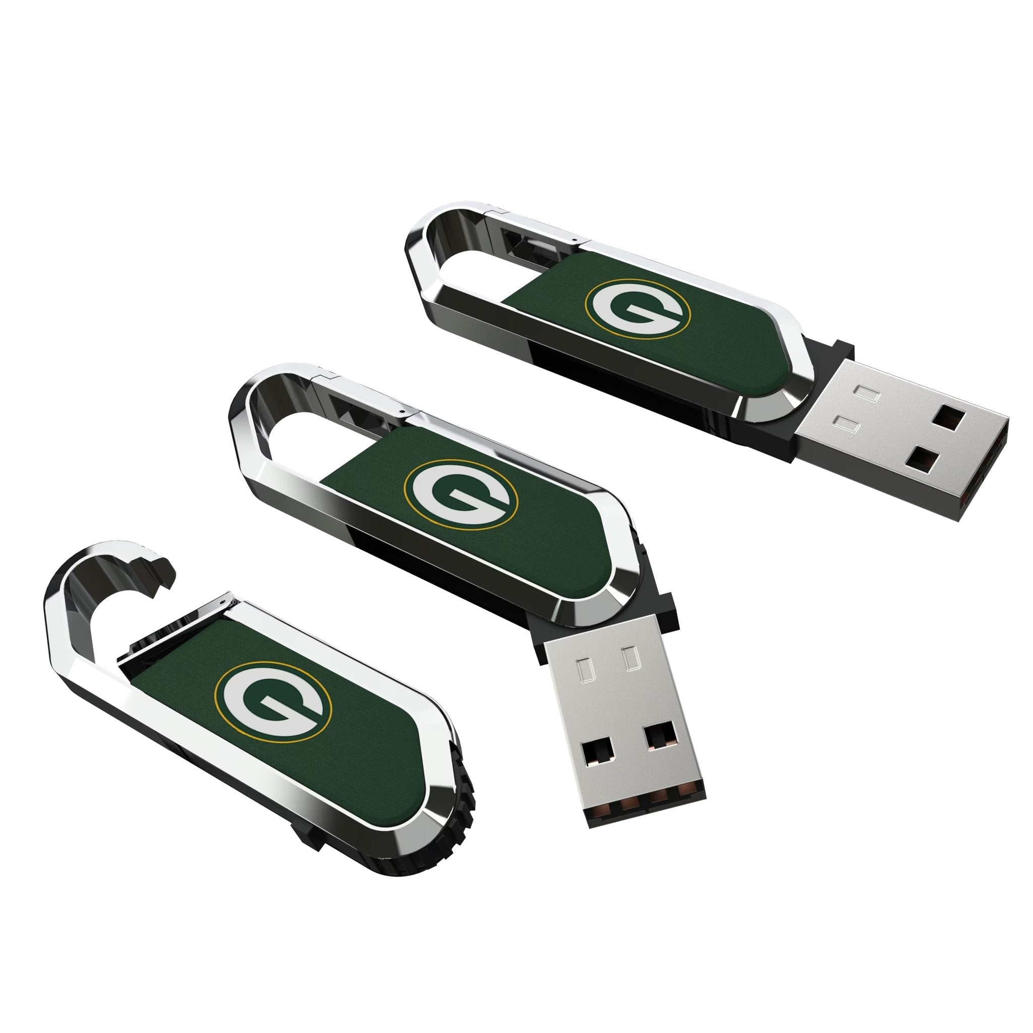 Green Bay Packers Solid USB 64GB Clip Style Flash Drive 3