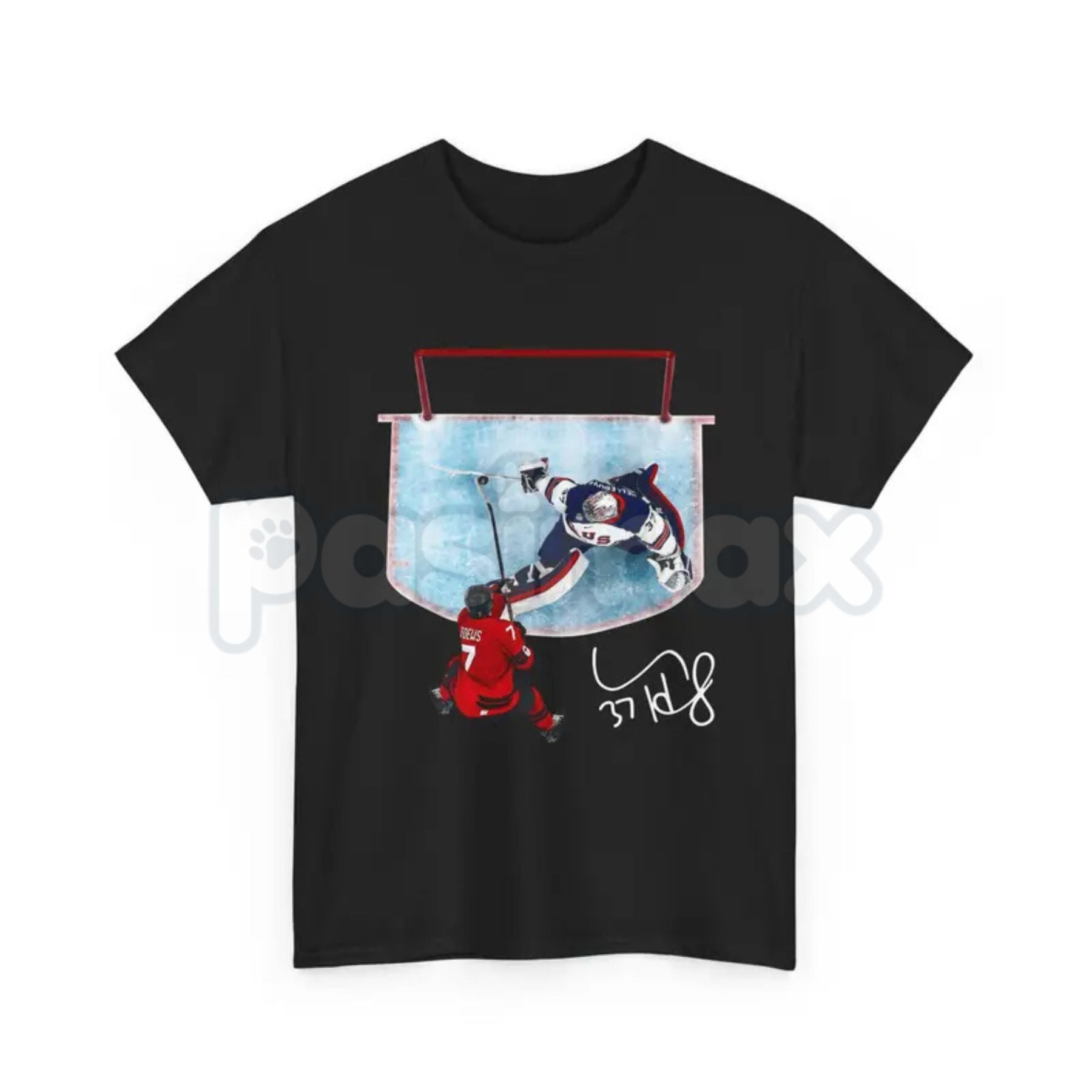 Hellebuyck "The Great Wall" Save T-Shirt - USA Ice Hockey Graphic Tee, Premium 100% Cotton Goaltender Fan Top, American Hockey Legend Streetwear, Pro-Level Save Sequence Apparel, Unique Gift for Hockey Fans & Goalies 3