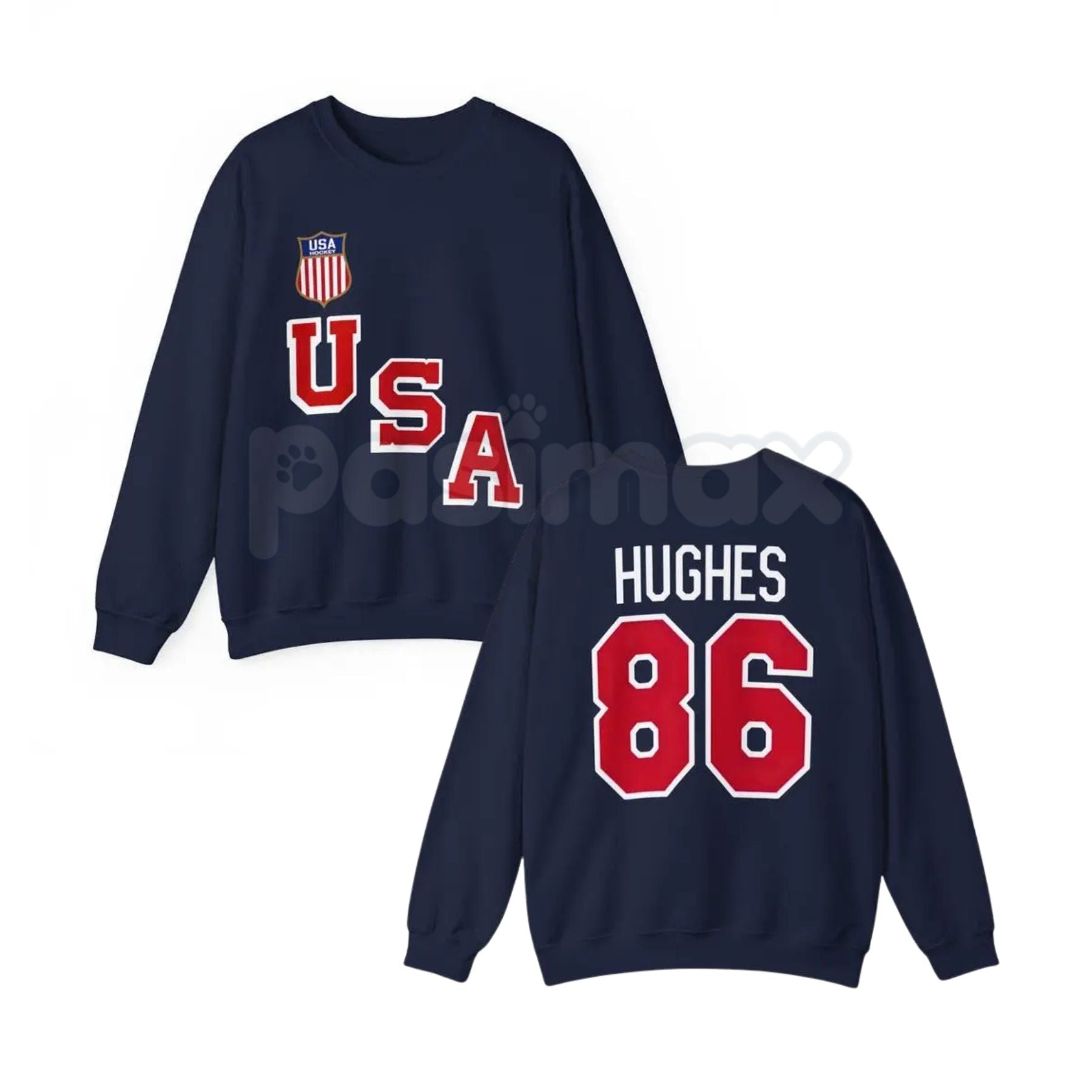 USA Hockey Jack Hughes #86 Sweatshirt | Two Sided Team USA Hockey Crewneck | Jack Hughes #86 Fan Jumper | International Hockey Stars Pullover | Aesthetic Team USA Sports Apparel | Premium Hockey Gift for Fans 3