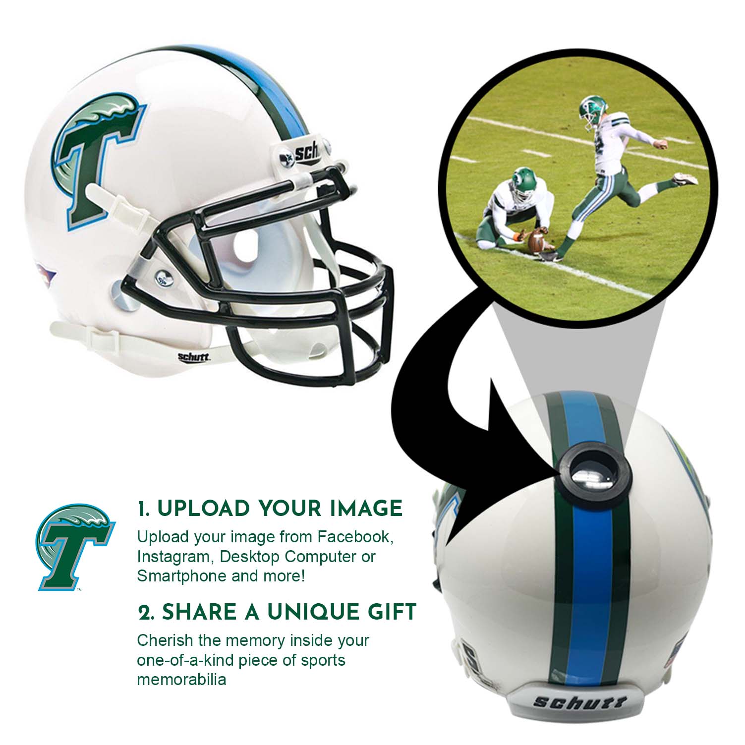 Tulane Green Wave College Football Collectible Mini Helmet - Picture Inside - FANZ Collectibles 2