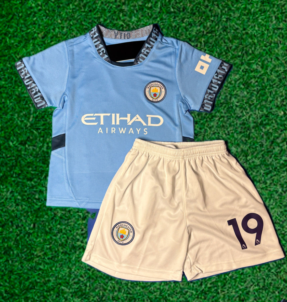 J Alvarez 19 Kids Soccer Jersey Man City Home Kids Youth & Toddler Jersey Kit 2