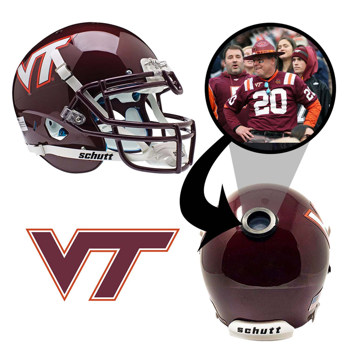Virginia Tech Hokies College Football Collectible Mini Helmet - Picture Inside - FANZ Collectibles 1