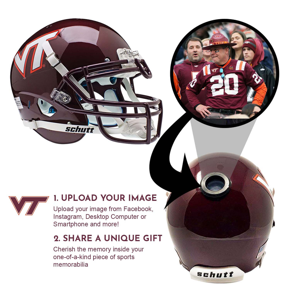 Virginia Tech Hokies College Football Collectible Mini Helmet - Picture Inside - FANZ Collectibles 2