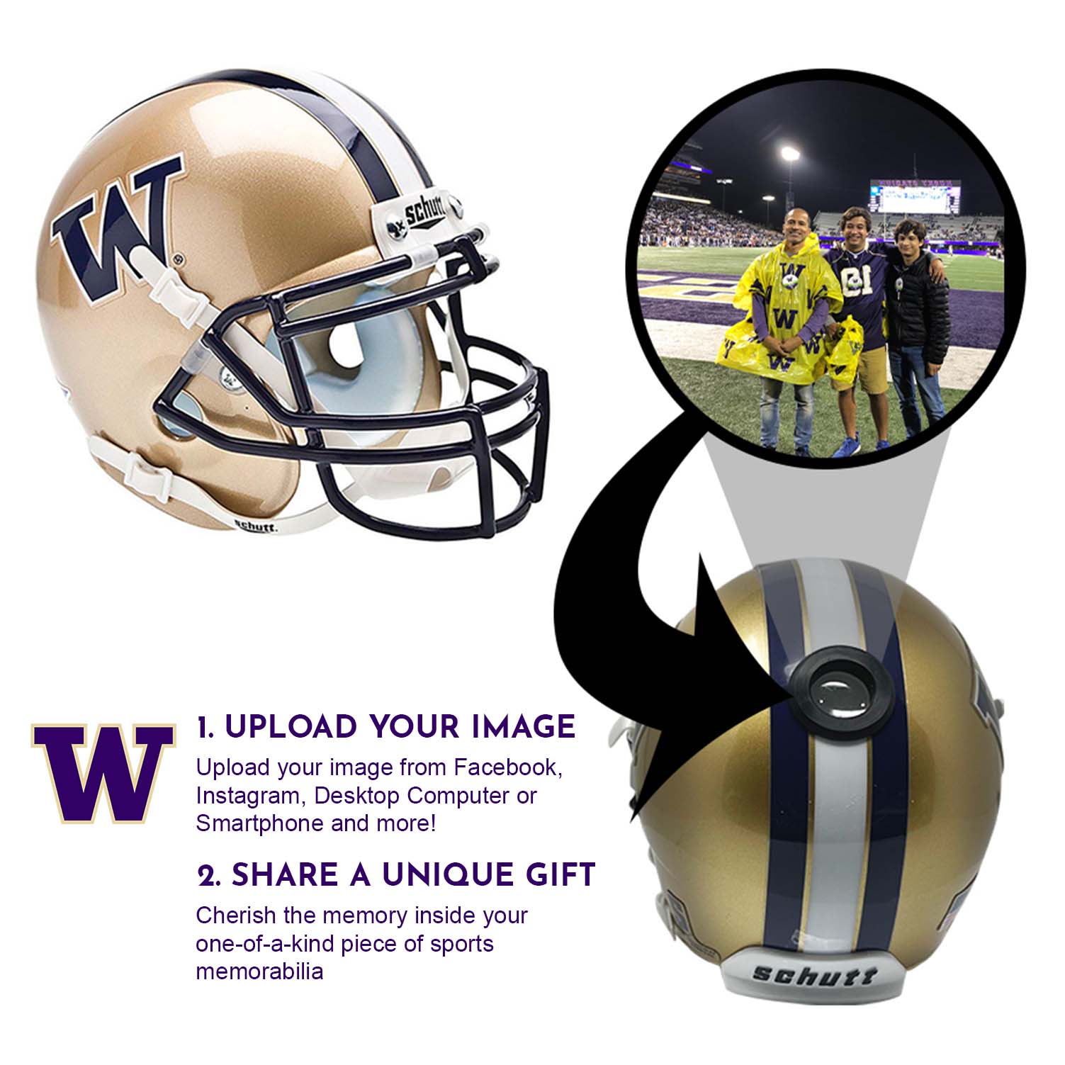 Washington Huskies College Football Collectible Mini Helmet - Picture Inside - FANZ Collectibles 2