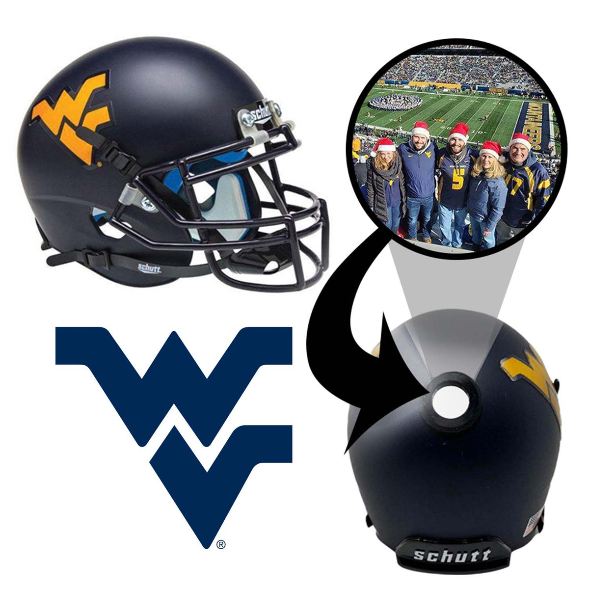 West Virginia Mountaineers College Football Collectible Mini Helmet - Picture Inside - FANZ Collectibles 1
