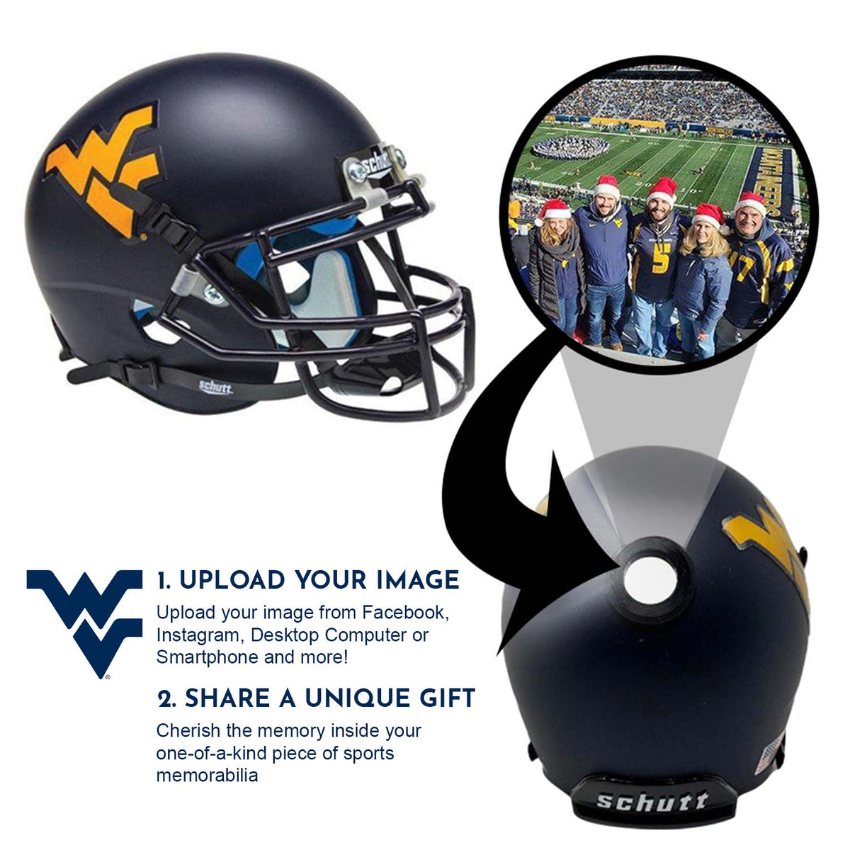 West Virginia Mountaineers College Football Collectible Mini Helmet - Picture Inside - FANZ Collectibles 2