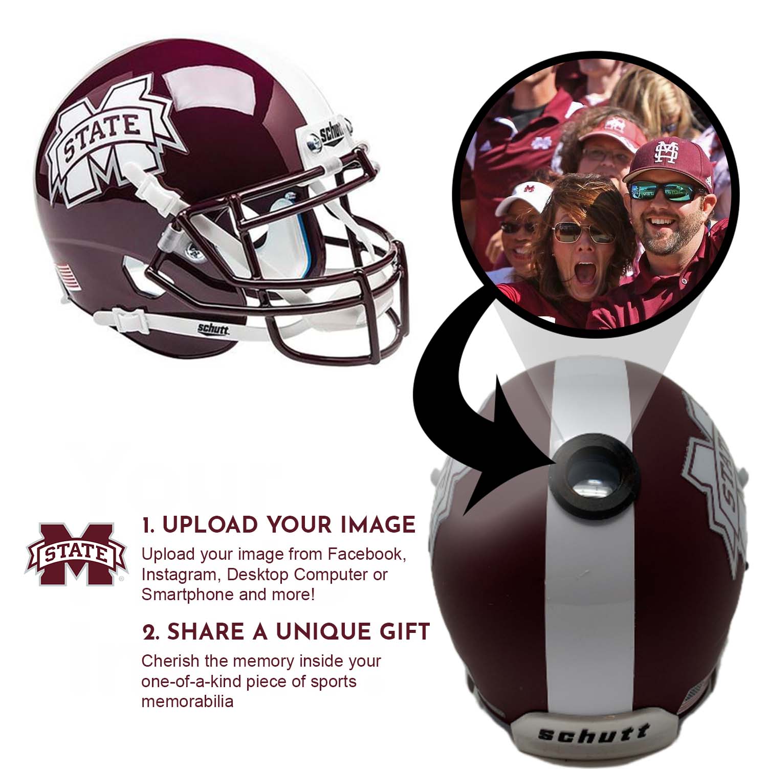 MSU Bulldogs College Football Collectible Mini Helmet - Picture Inside - FANZ Collectibles 2