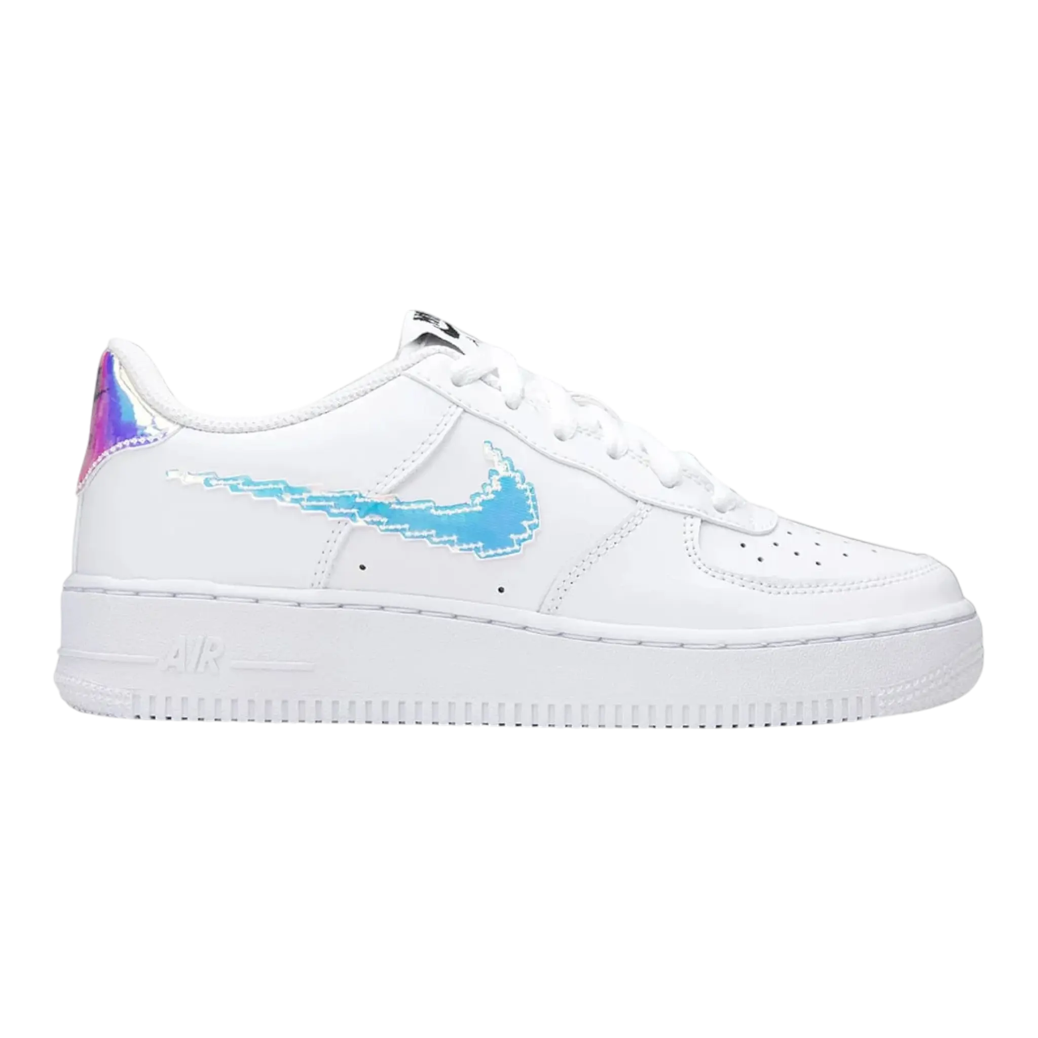 Nike Air Force 1 LV8 Digital Swoosh Big Kids Basketball Shoes White/Multi‑Color‑Black 1