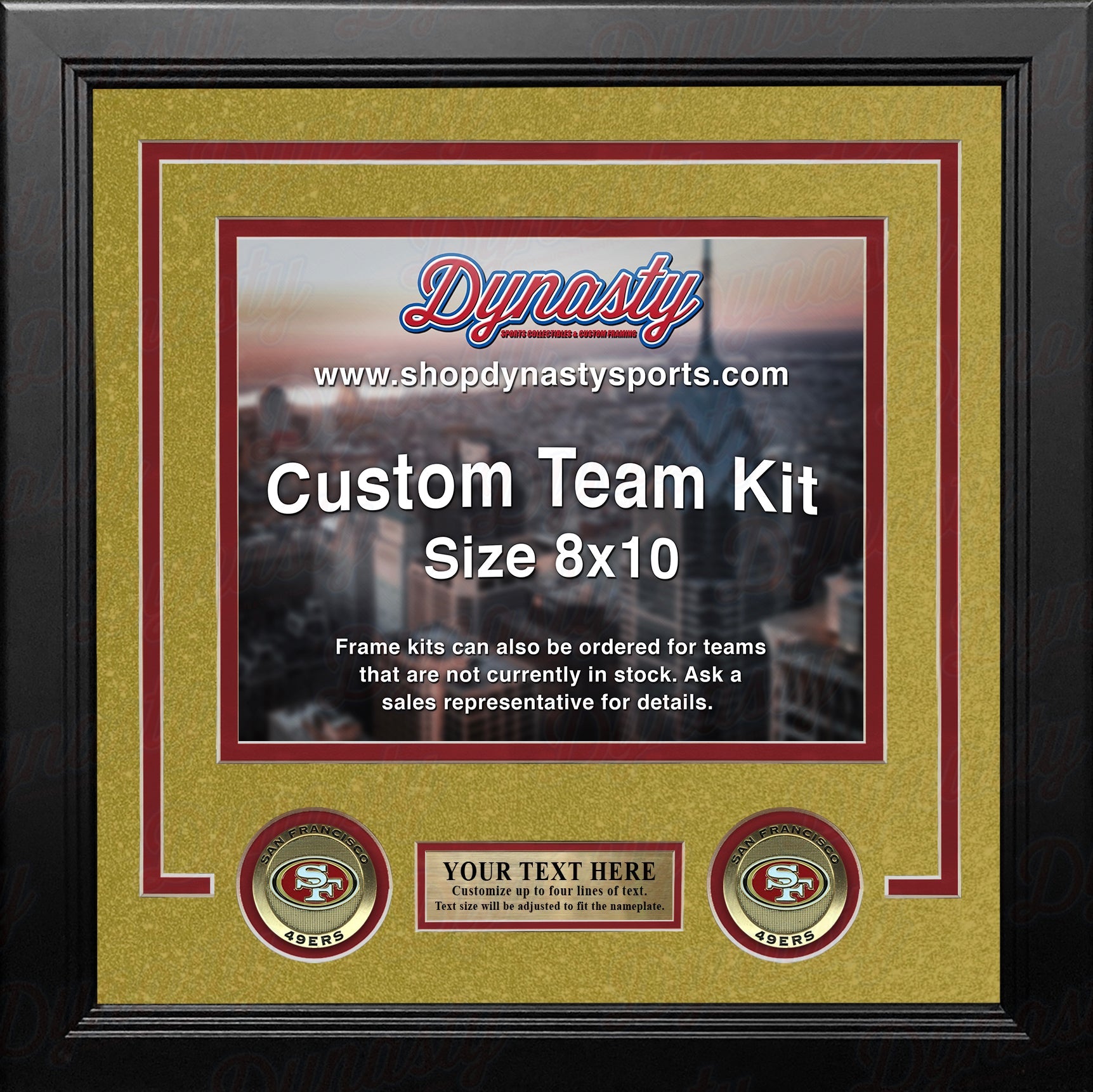 San Francisco 49ers Gold Custom NFL Football 8x10 Picture Frame Kit 1