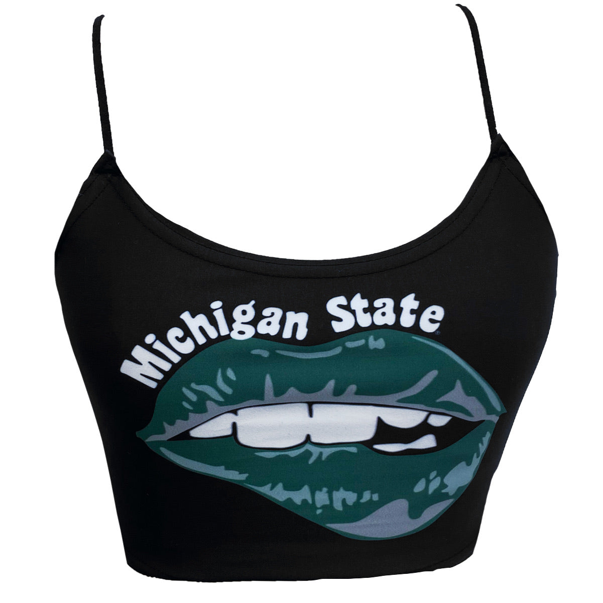 Michigan State Lips Black Spaghetti Tank | lojobands