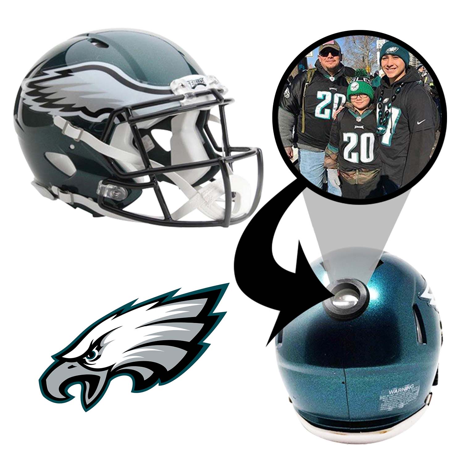 Philadelphia Eagles NFL Mini Helmet - Picture Inside 1