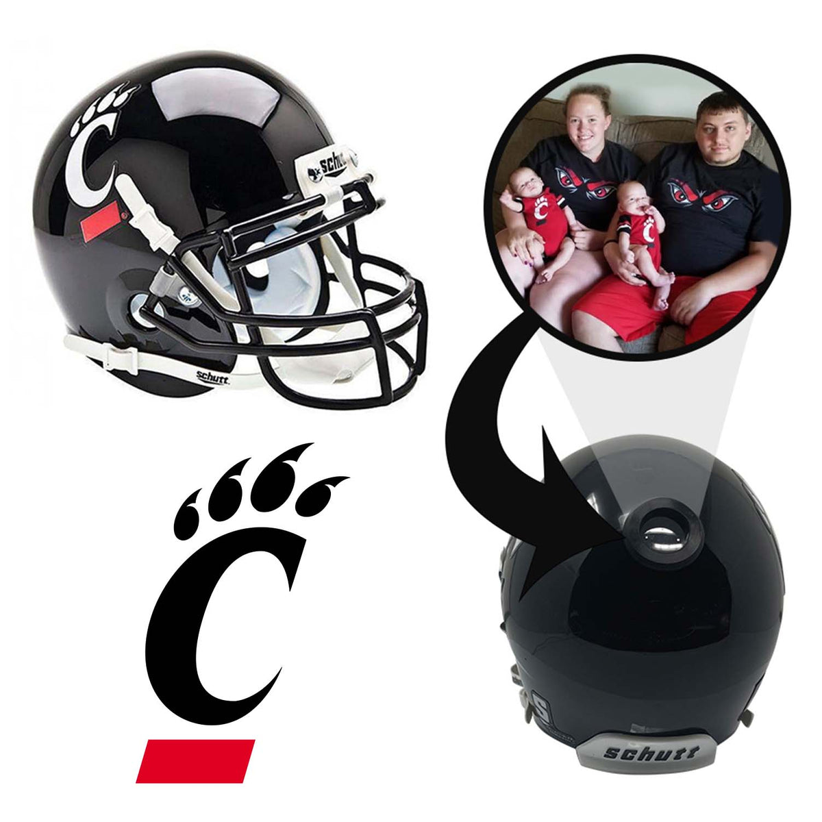 Cincinnati Bearcats College Mini Helmet - Custom Photo Collectible 1