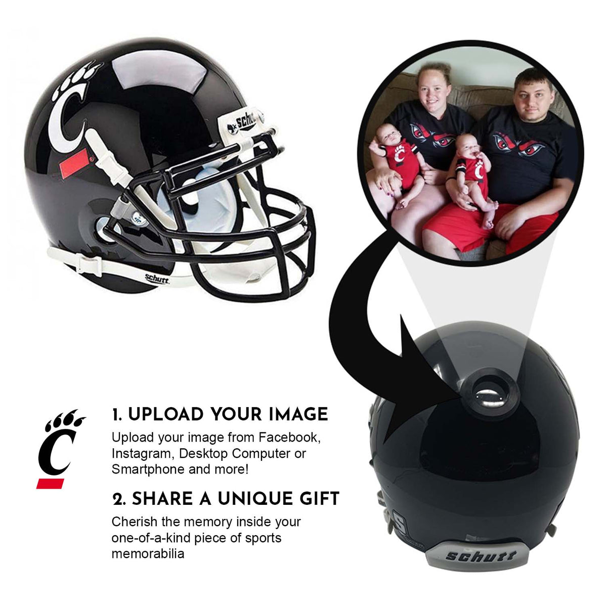 Cincinnati Bearcats College Mini Helmet - Custom Photo Collectible 2