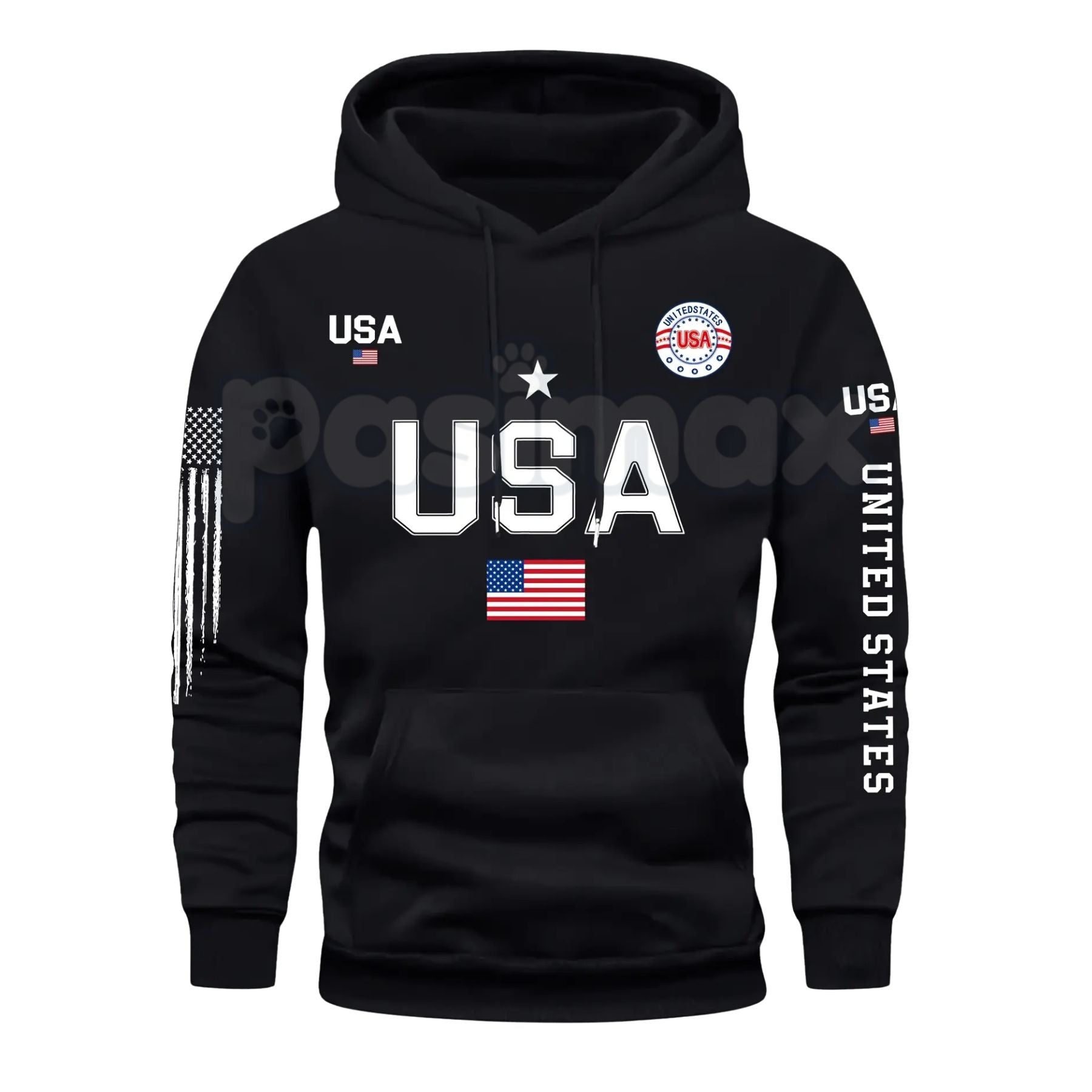 Patriot USA Flag Print Hoodie – Men’s American Heritage Fleece Sweatshirt, Vintage Stars & Stripes Graphic Pullover, Made in the USA 4