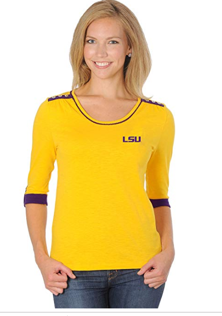 UG Apparel NCAA LSU Tigers Womens Plus Size Roll-Up Top, 1X, Gold 3