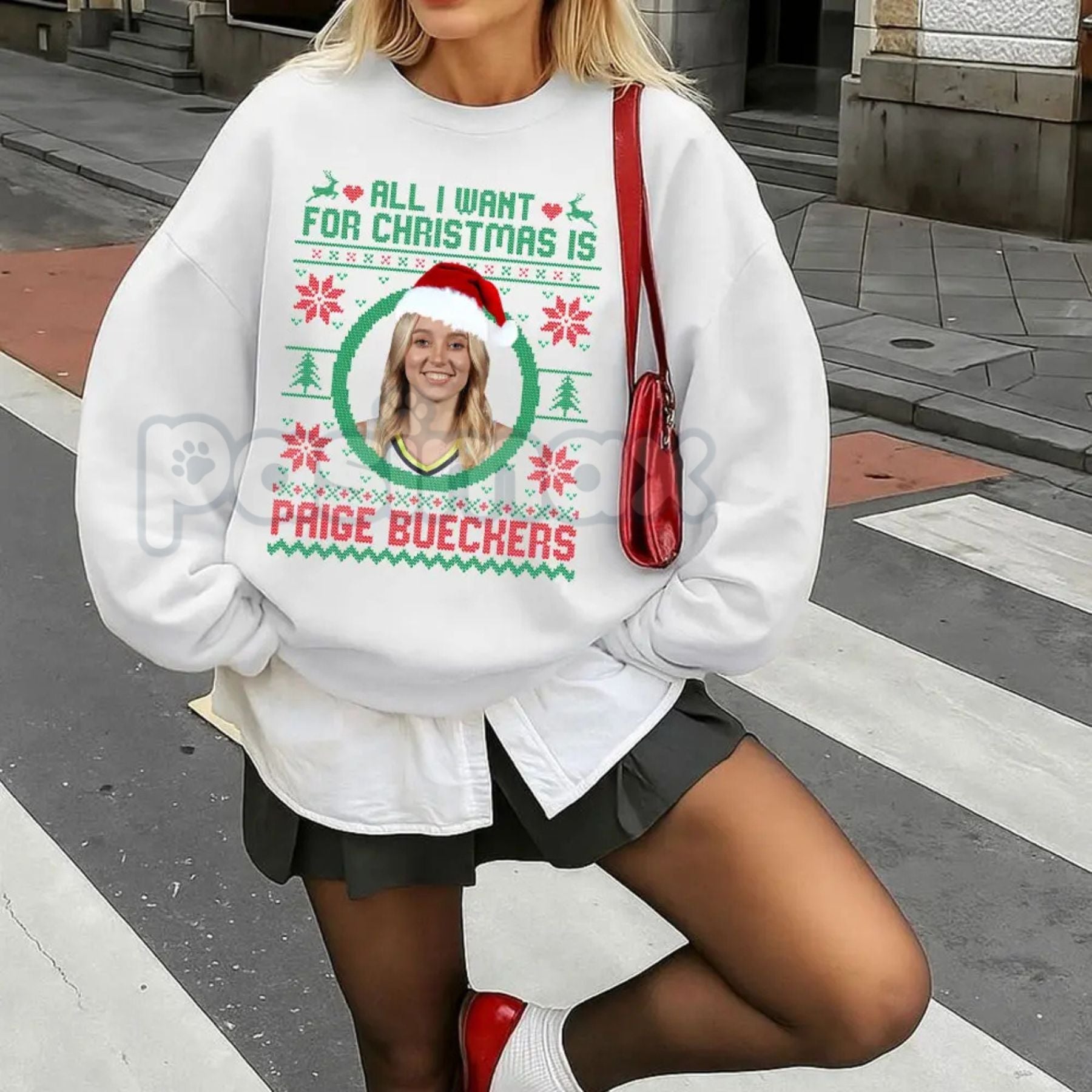 "All I Want For Christmas Is Paige Bueckers" Sweatshirt | UConn Huskies Basketball Fan Gift | Women's College B-Ball Crewneck 4