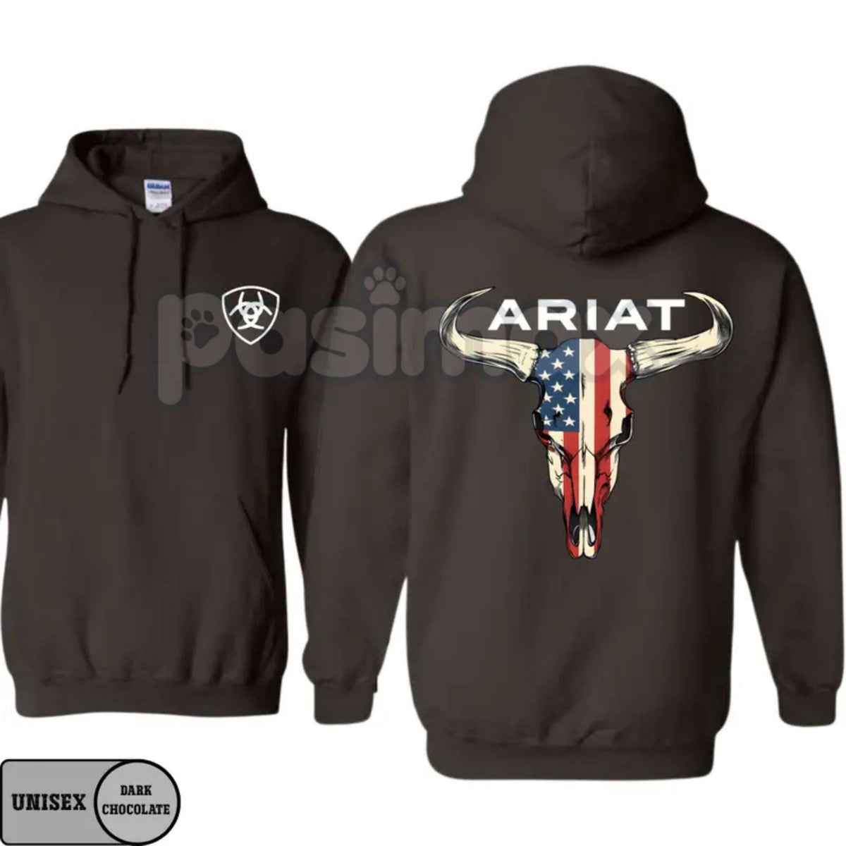 Ariat Hoodie – American Flag Bull Skull Western Cowboy Pullover, Patriotic & Rustic Outdoors Apparel, Unisex 5