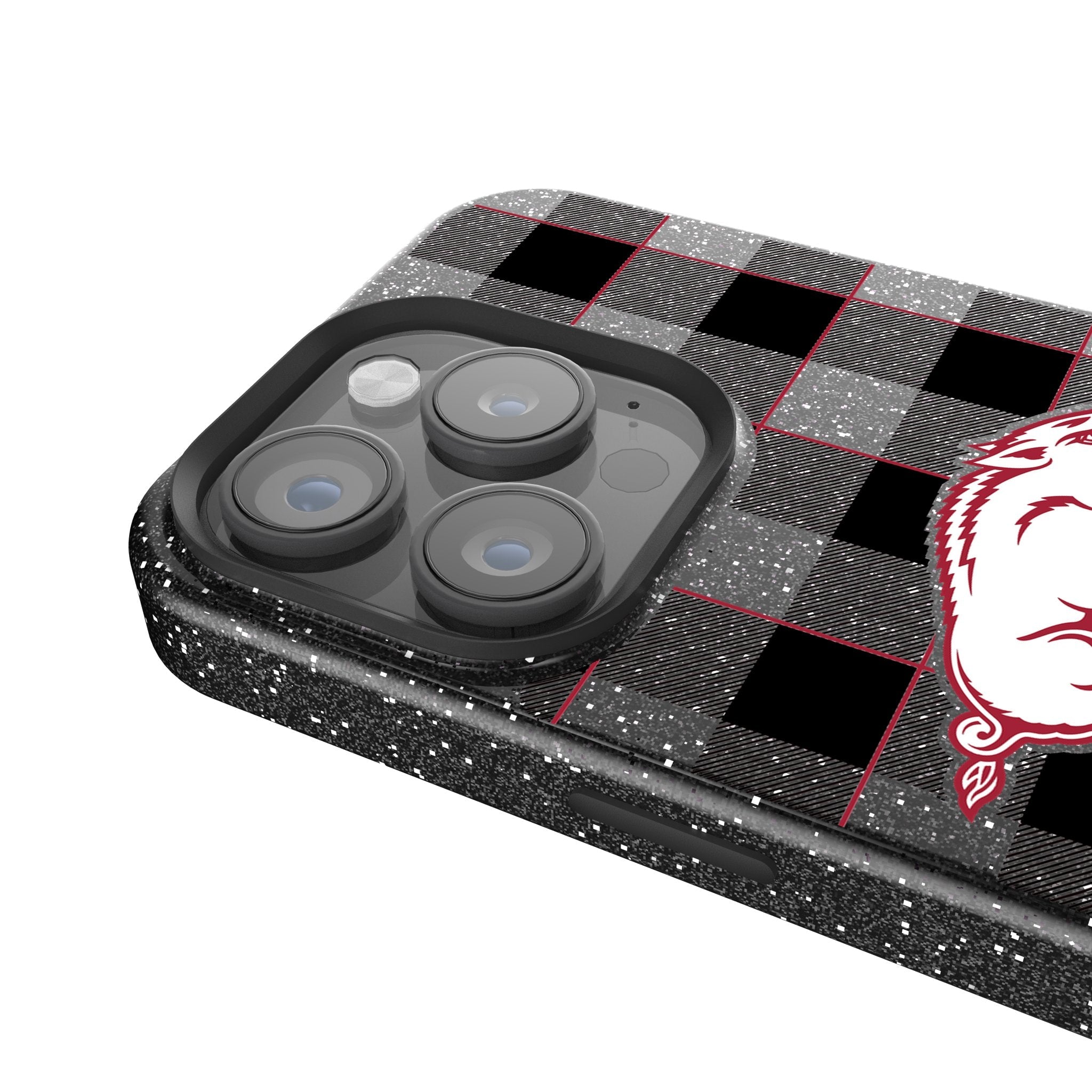 University of Arkansas Fayetteville Razorbacks Plaid Bling Phone Case 4