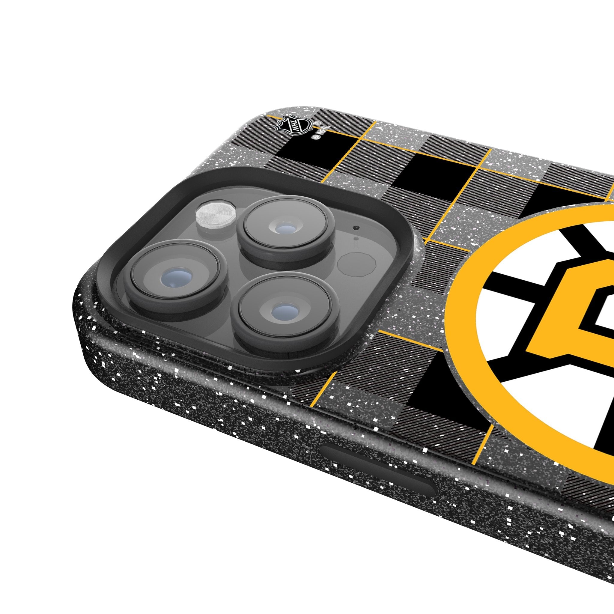 Boston Bruins Plaid Bling Phone Case for Apple iPhone 4
