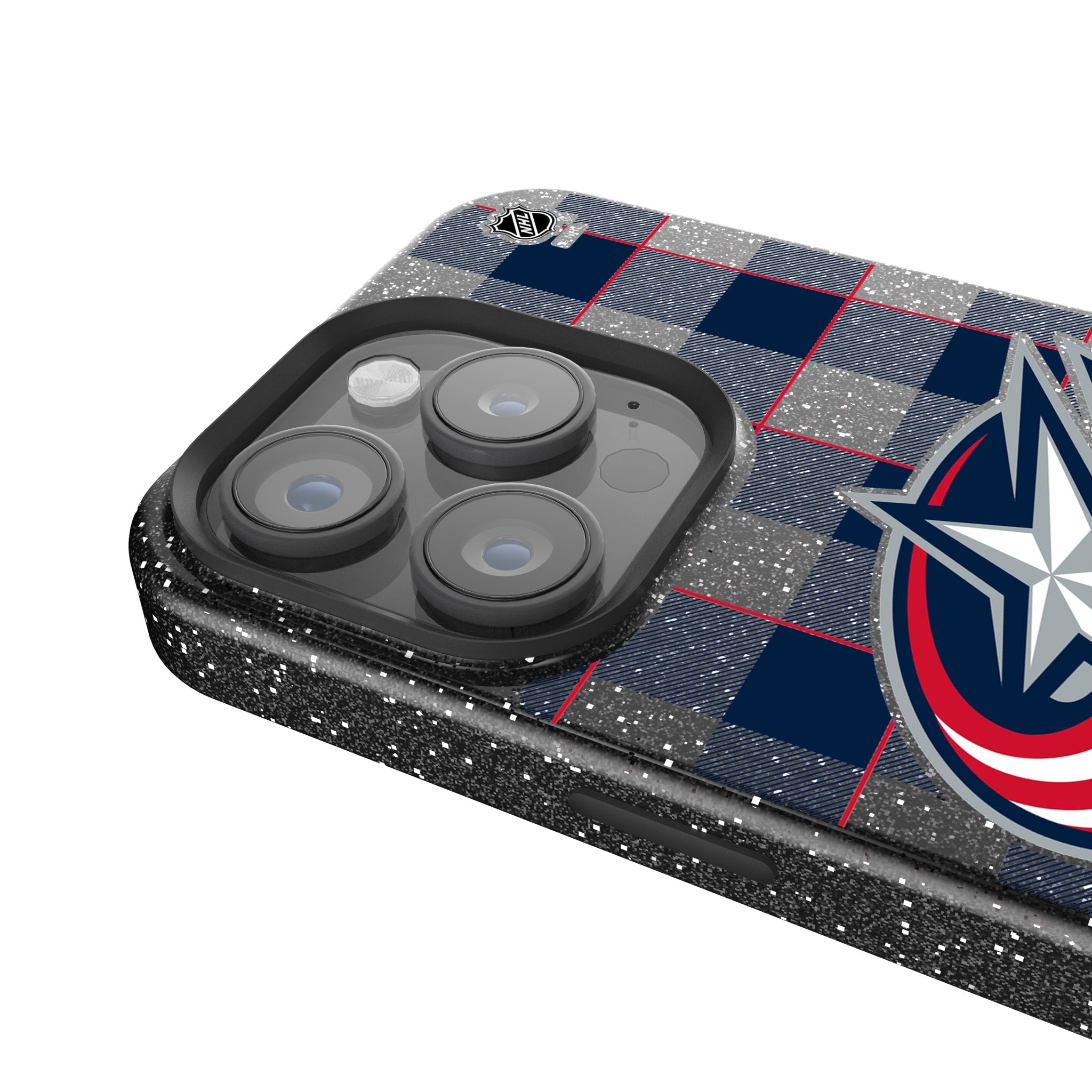 Columbus Blue Jackets Plaid Bling Phone Case 4