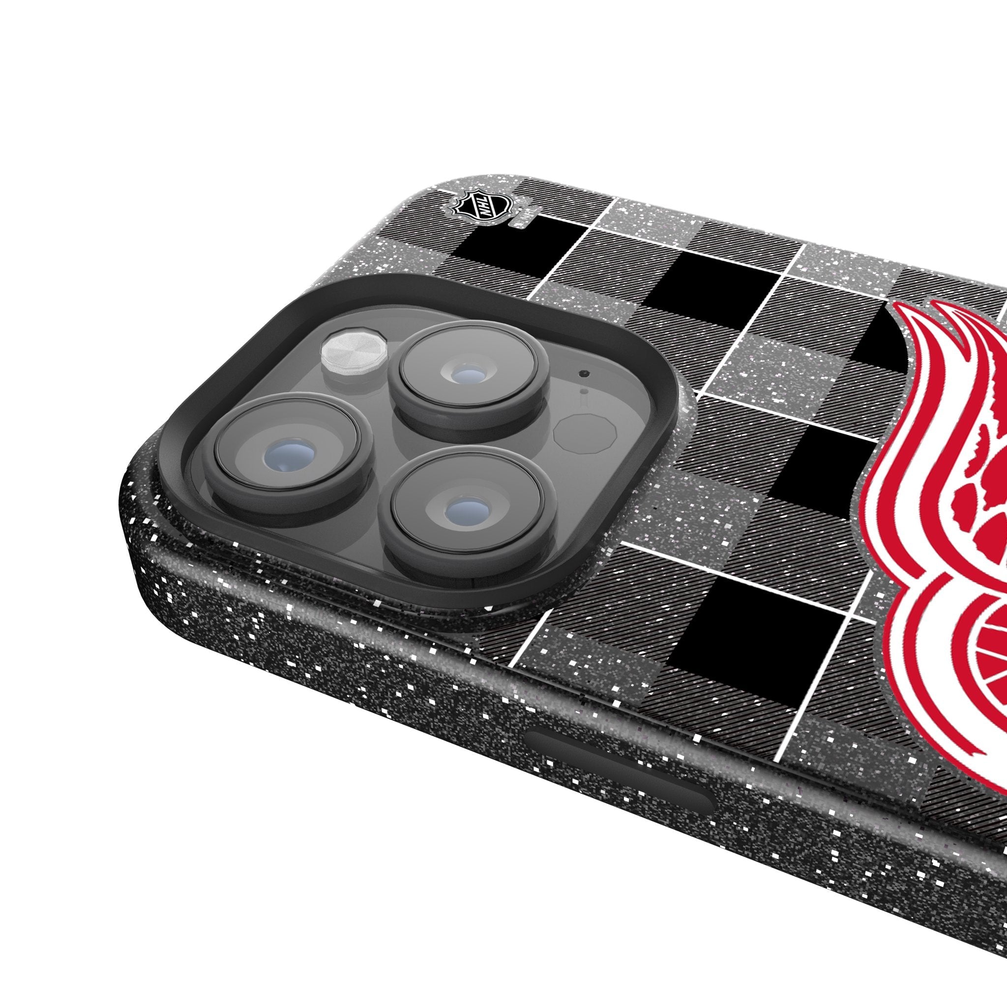 Detroit Red Wings Plaid Bling Phone Case 4