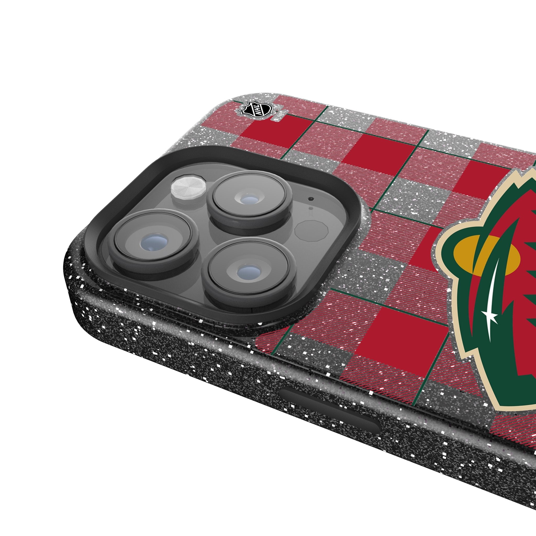 Minnesota Wild Plaid Bling Phone Case 4