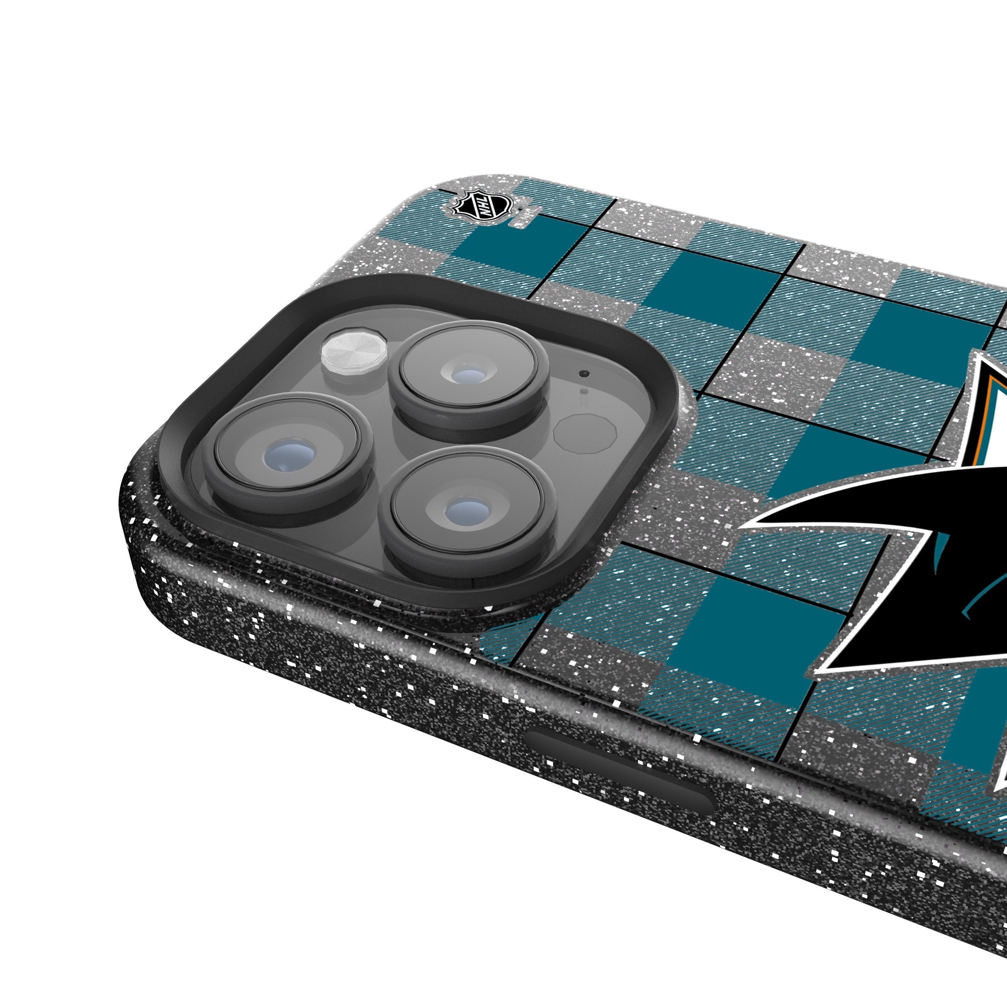 San Jose Sharks Plaid Bling Phone Case 4