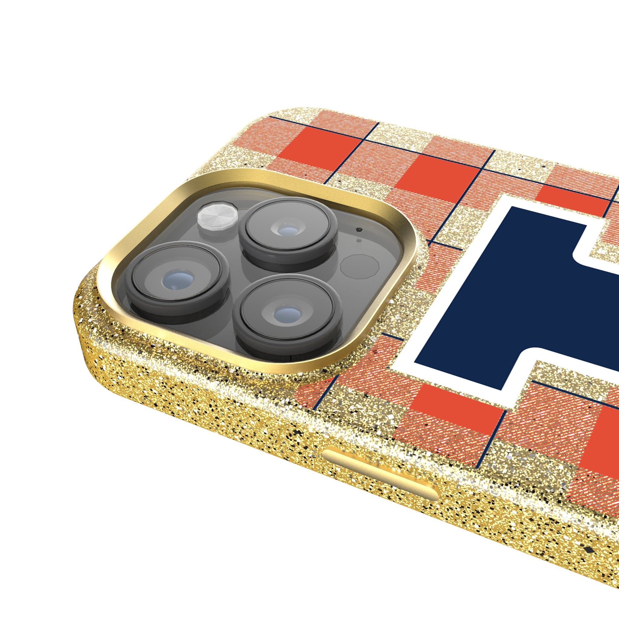University of Illinois Fighting Illini Plaid Bling Phone Case 4